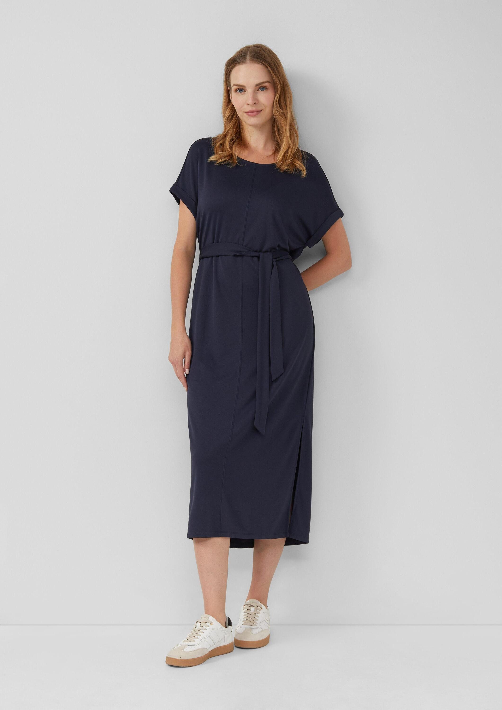 s.Oliver Midikleid Kleid Jersey-Kleid mit einseitigem Schlitz und Bindegürt günstig online kaufen