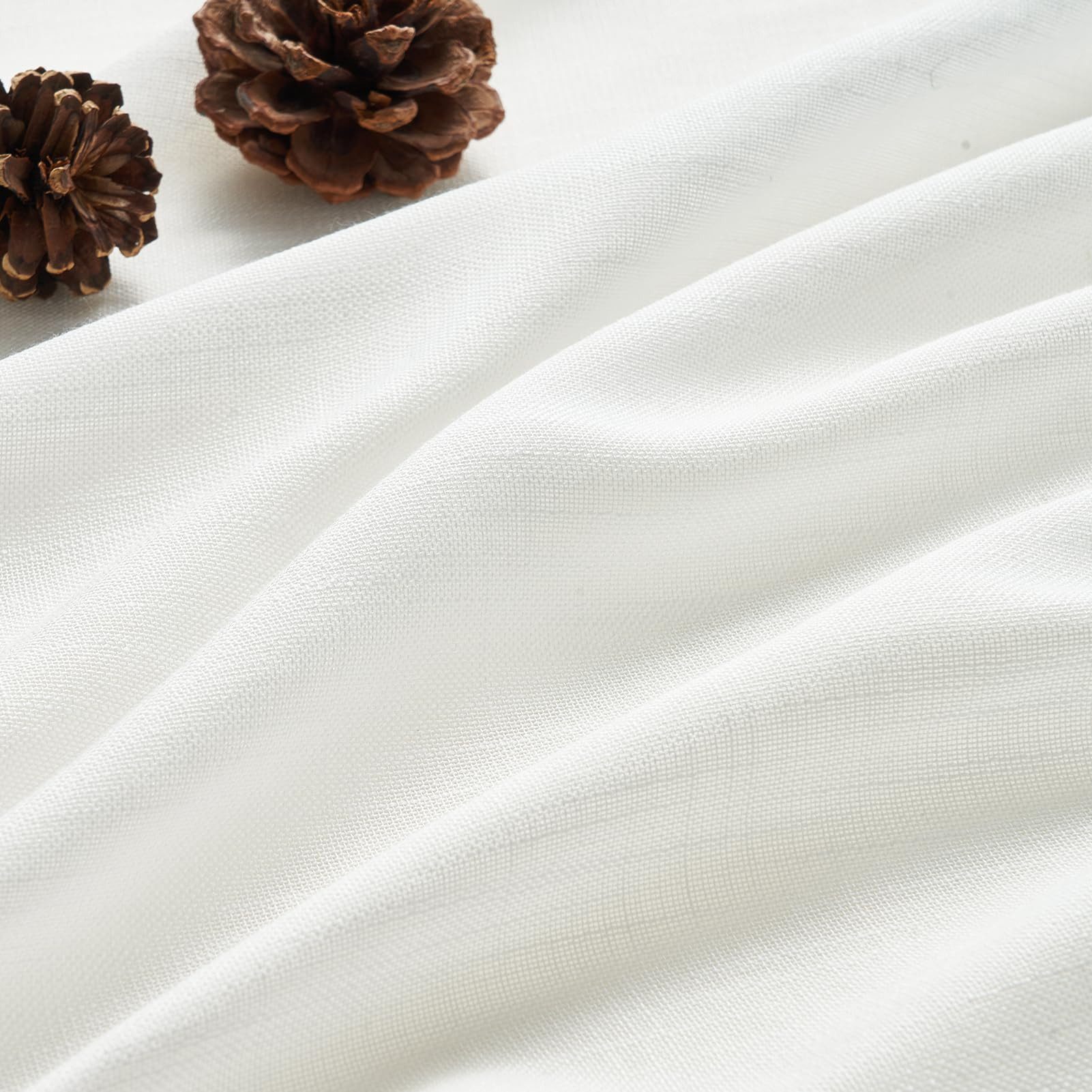 Topfinel Gardine Leinenoptik vorhänge mit kräuselband halbtransparent wohnzimmer (2 St), Kräuselband, halbtransparent, modern boho Weiß 140x145cm kinderzimmer Schlafzimmer Esszimmer