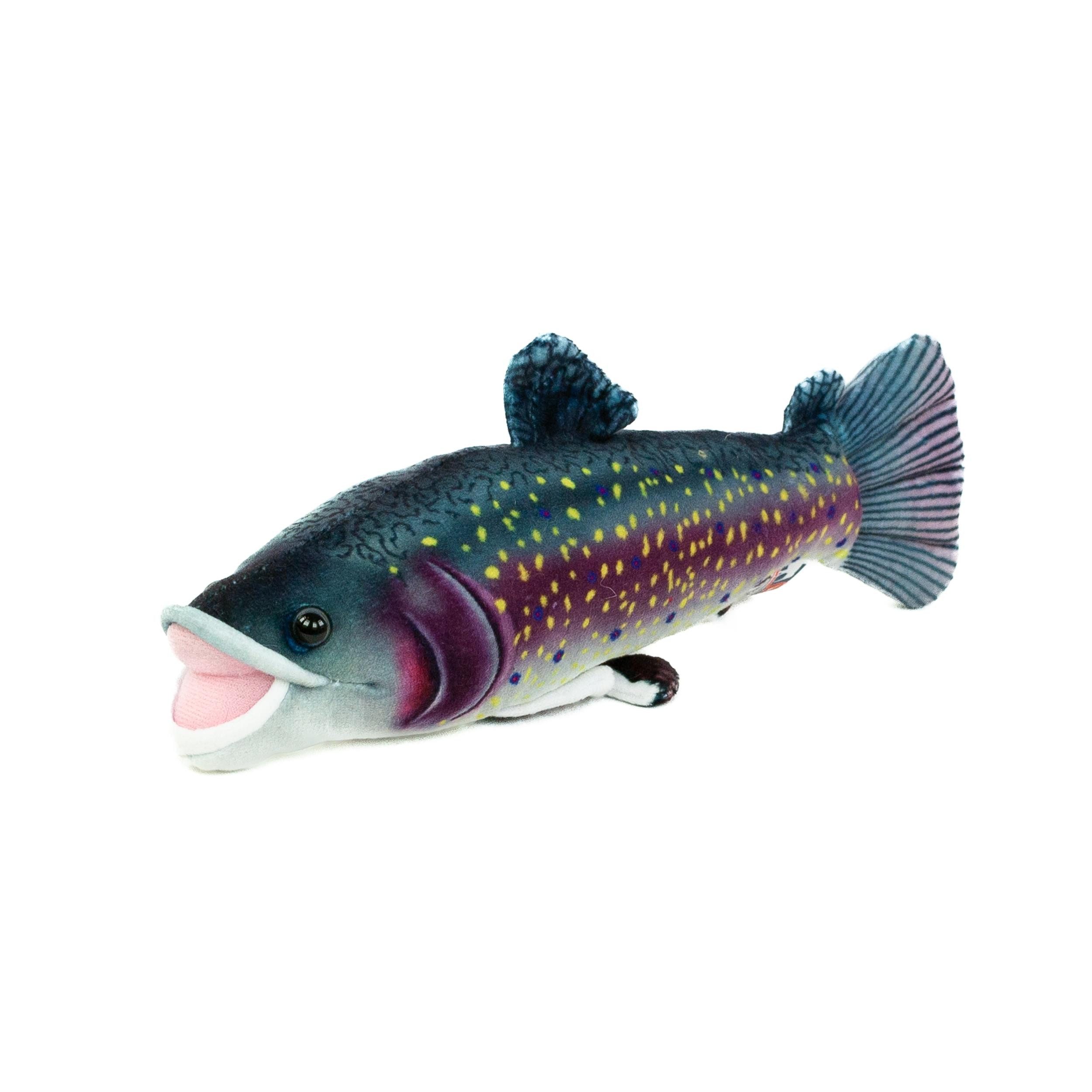 Teddys Rothenburg Kuscheltier Fisch Forelle 27 cm grau/rosa Plüschfisch Stofftier (Plüschtier, Stofffisch, Plüschforelle, Stoffforelle)