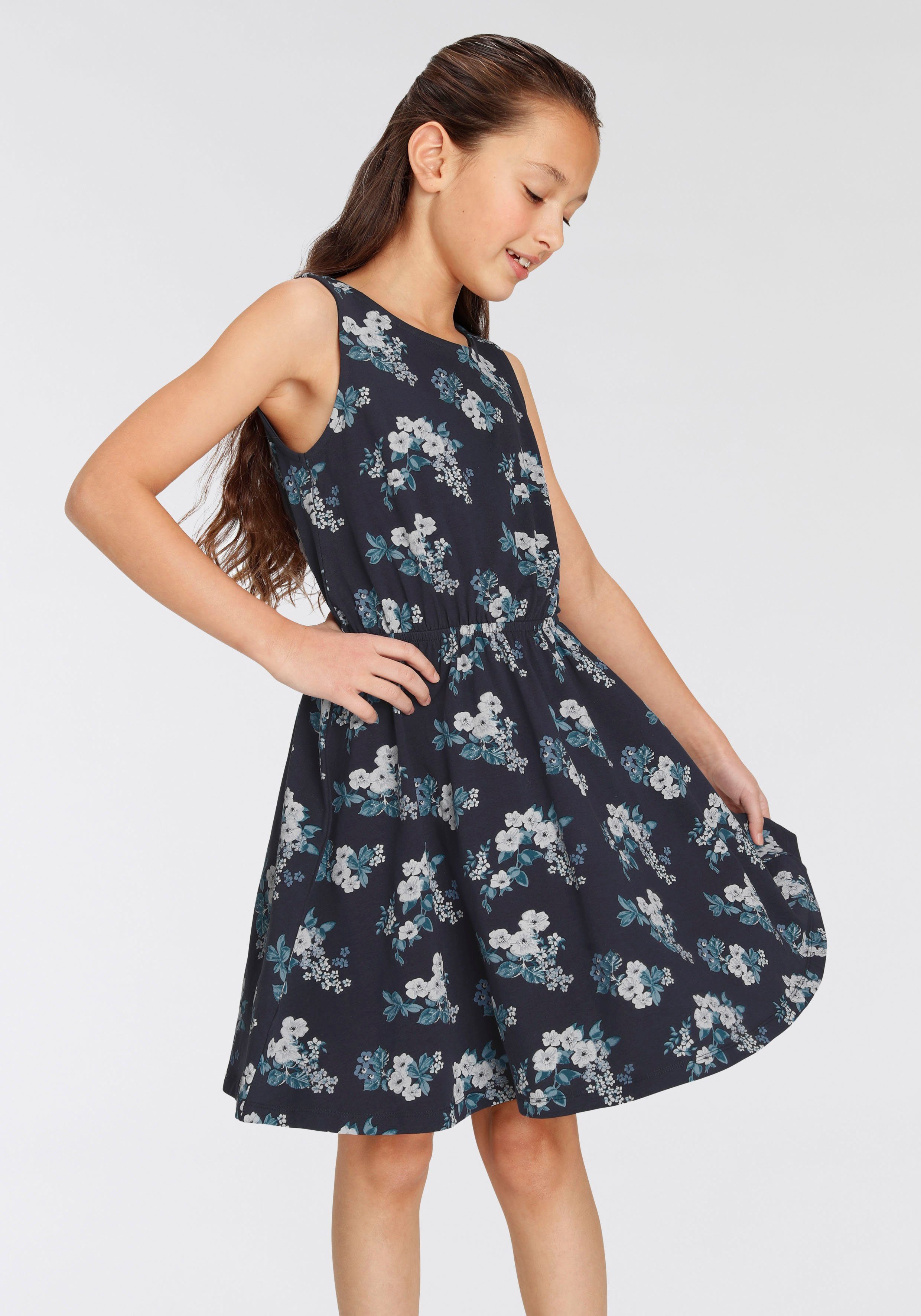 KIDSWORLD Jerseykleid - Skaterkleid mit Blumen bedruckt festliche Anlässe, kniefreie Länge, modisch, aus Jerseystoff