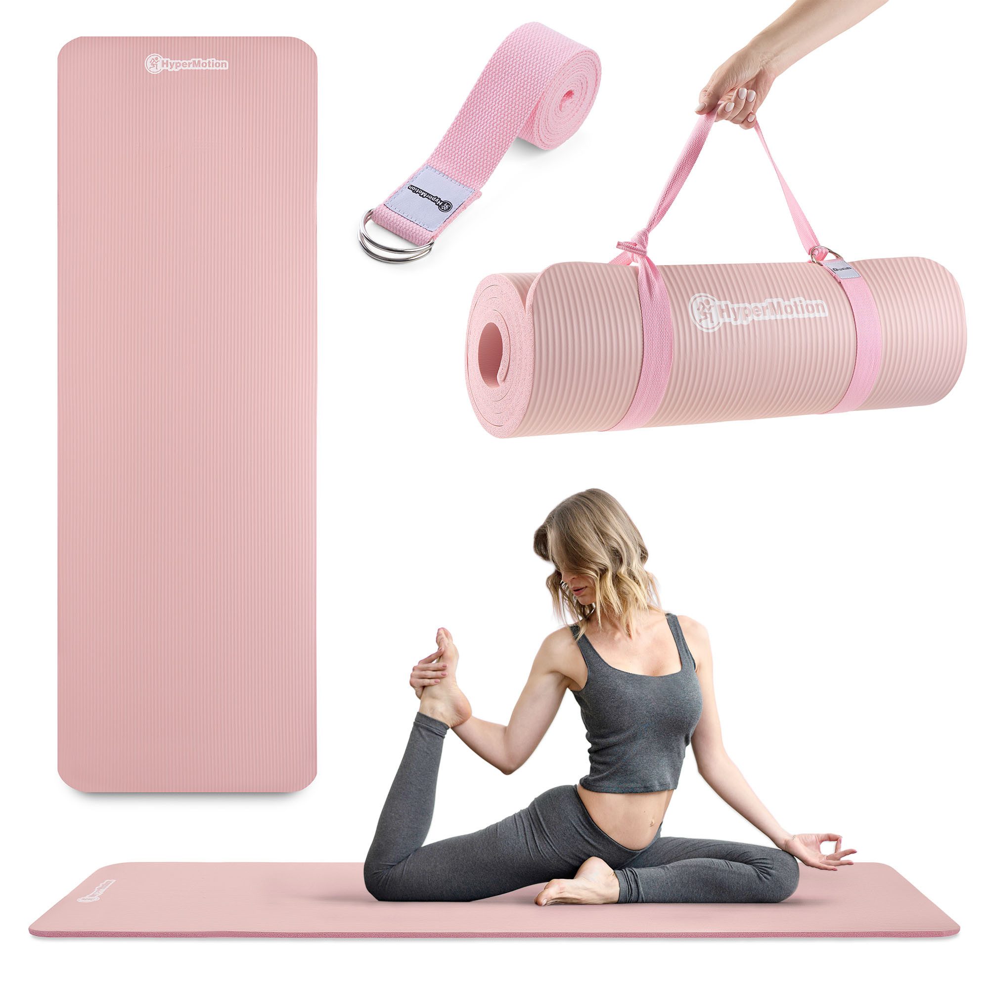 Yogamatte HyperMotion Yogamatte NBR 183x61x1,5 cm mit Gurt pink