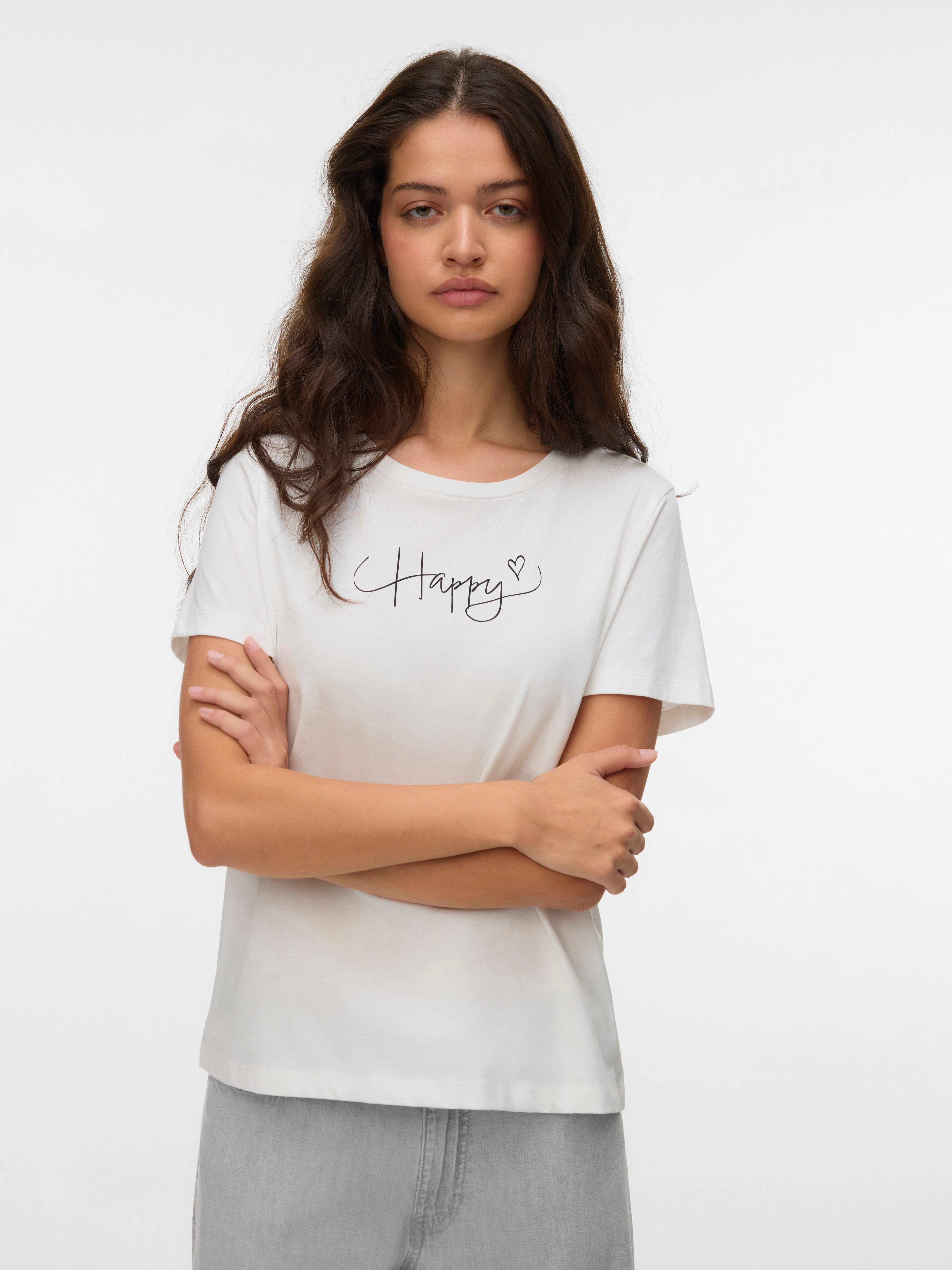 Vero Moda Kurzarmshirt VMKILANO S/S O-NECK T-SHIRT JRS BTQ Baumwolle, regular fit