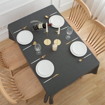 Simurq Tischdecke Wasserabweisend, Leinenoptik Tischdecke Abwaschbar - Lotuseffekt (Pflegeleicht & fleckenabweisend Tischdecken, Tischdecke Rund - Tischtuch Table Cloth)