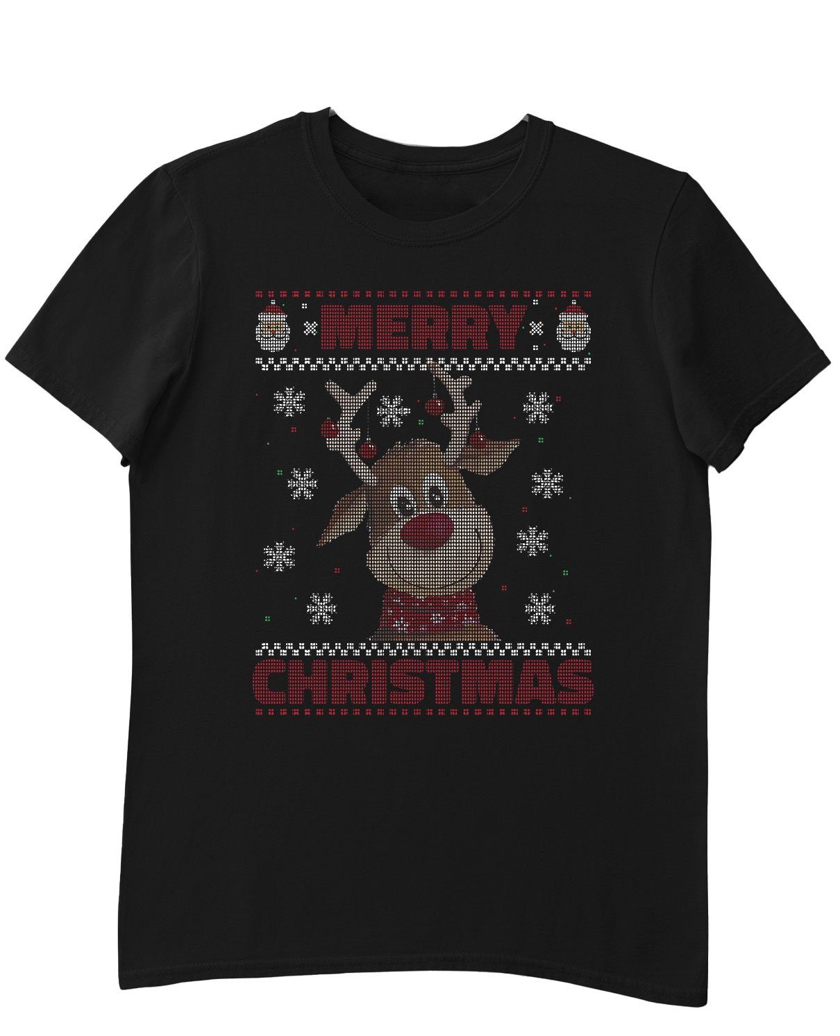 Kurzarmshirt Ugly Christmas (1-tlg) Formatee Quattro süßes Christmas Merry Reh Rentier