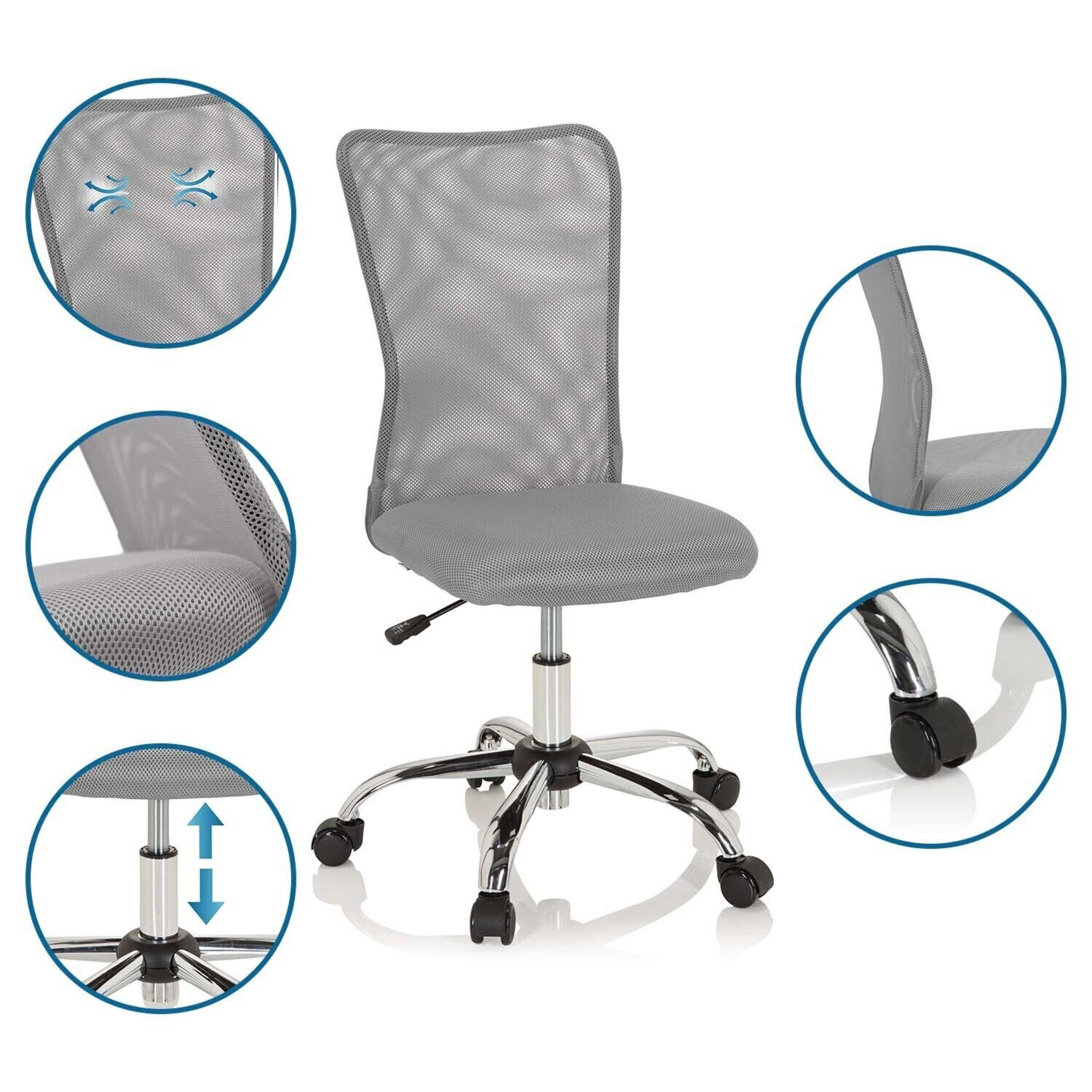 hjh OFFICE Drehstuhl Kinderdrehstuhl Kiddy Net I Netzstoff (1 St), Kinder Bürostuhl mitwachsend, ergonomisch