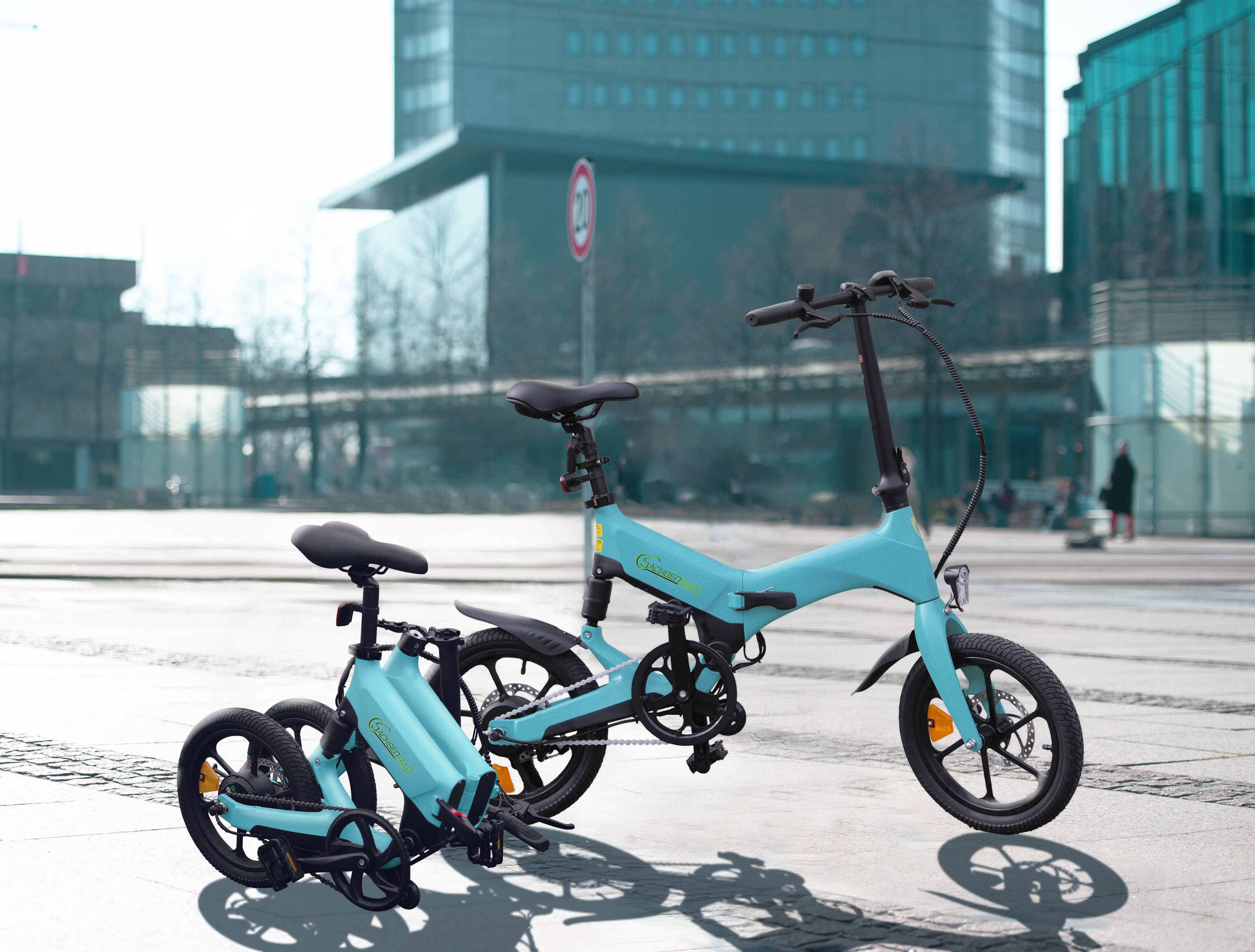 SachsenRAD E-Bike Faltrad F12, 1 Gang Shimano keine Schaltwerk, ohne Schaltung, Heckmotor, 190 Wh, LCD-Steuerdisplay, Fahrmodus Pedelec,  LED-Frontlicht, LED Rücklicht