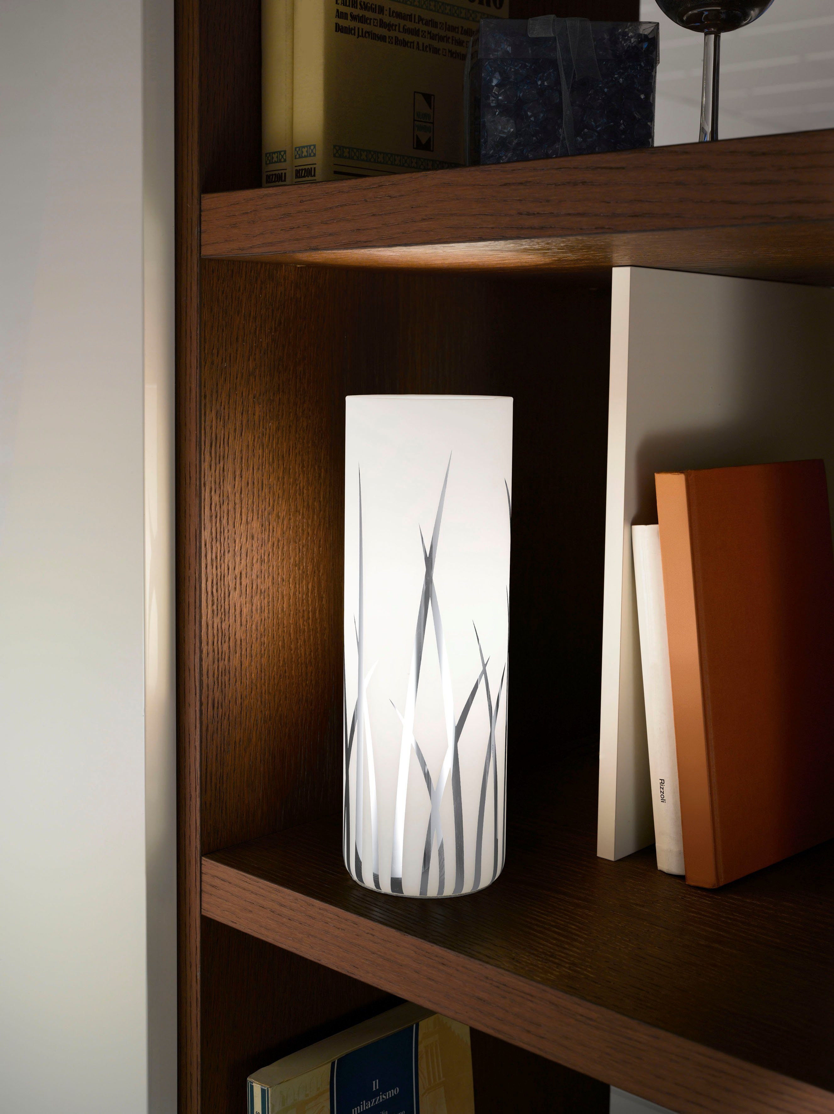 EGLO Tischleuchte RIVATO Tischlampe, Nachttischlampe, Glas mit Dekor, weiß, günstig online kaufen