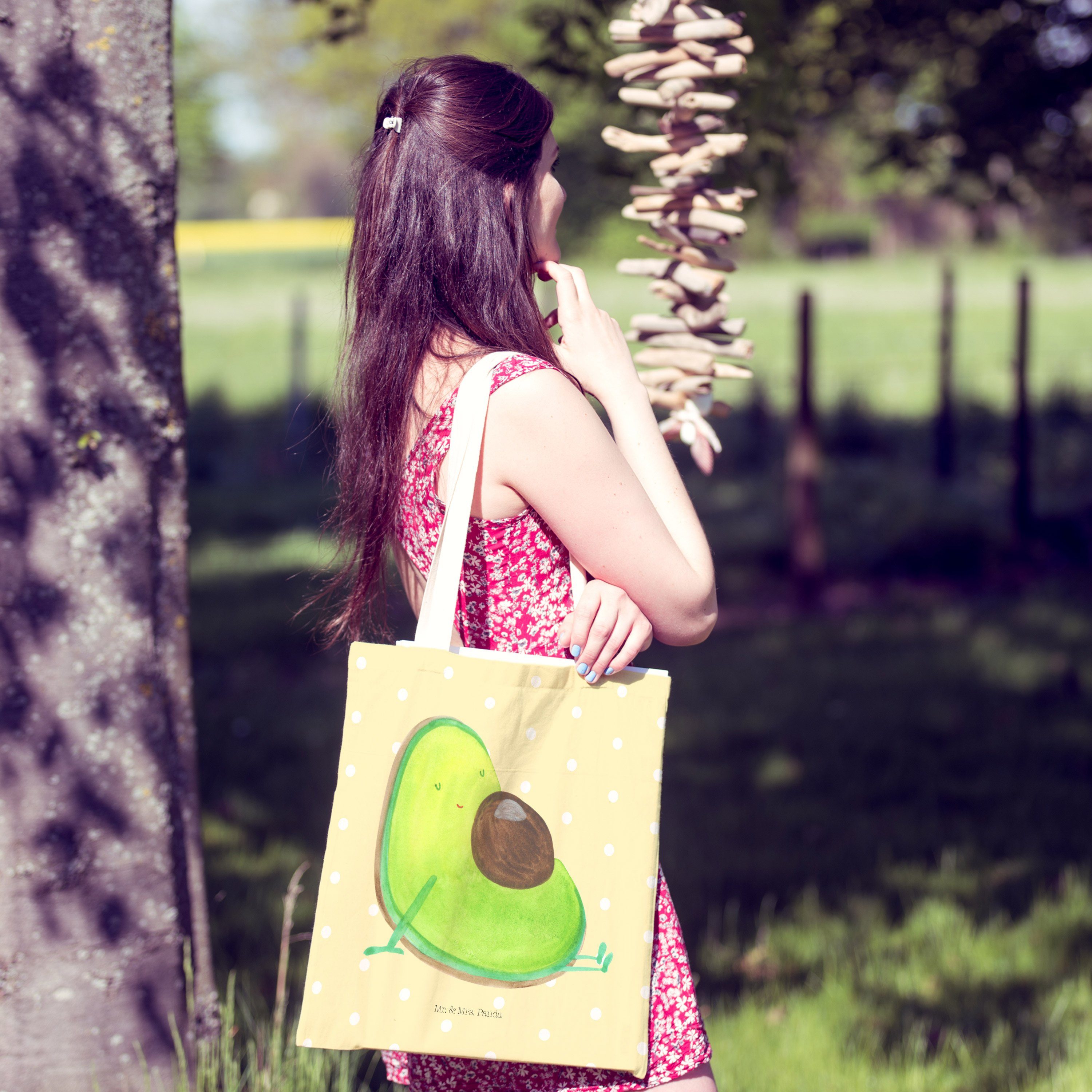 Tragetasche Gelb & Liebe, - Tasche, Geschenk, Pastell schwanger Panda Vegan, - Tr Mr. (1-tlg) Avocado Mrs.