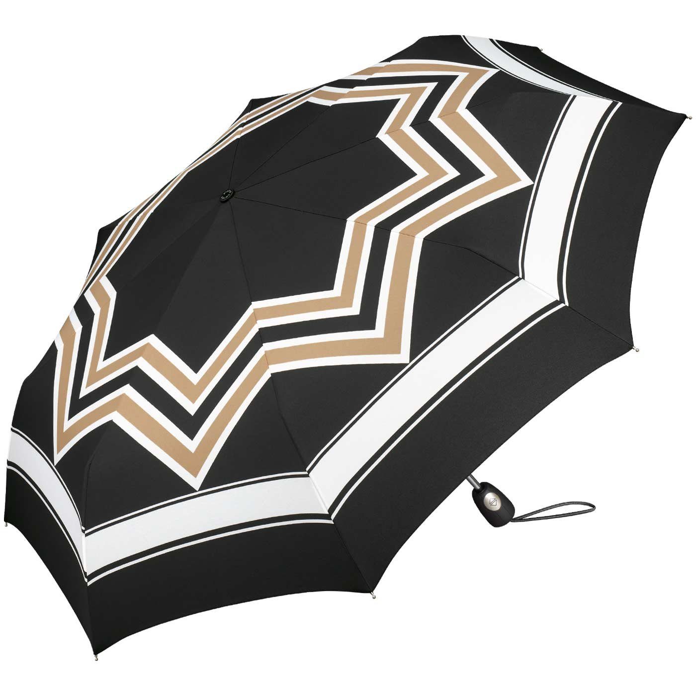 Pierre Cardin Langregenschirm schöner Damen-Regenschirm mit  Auf-Zu-Automatik, mit stilvollem, geometrischen Muster