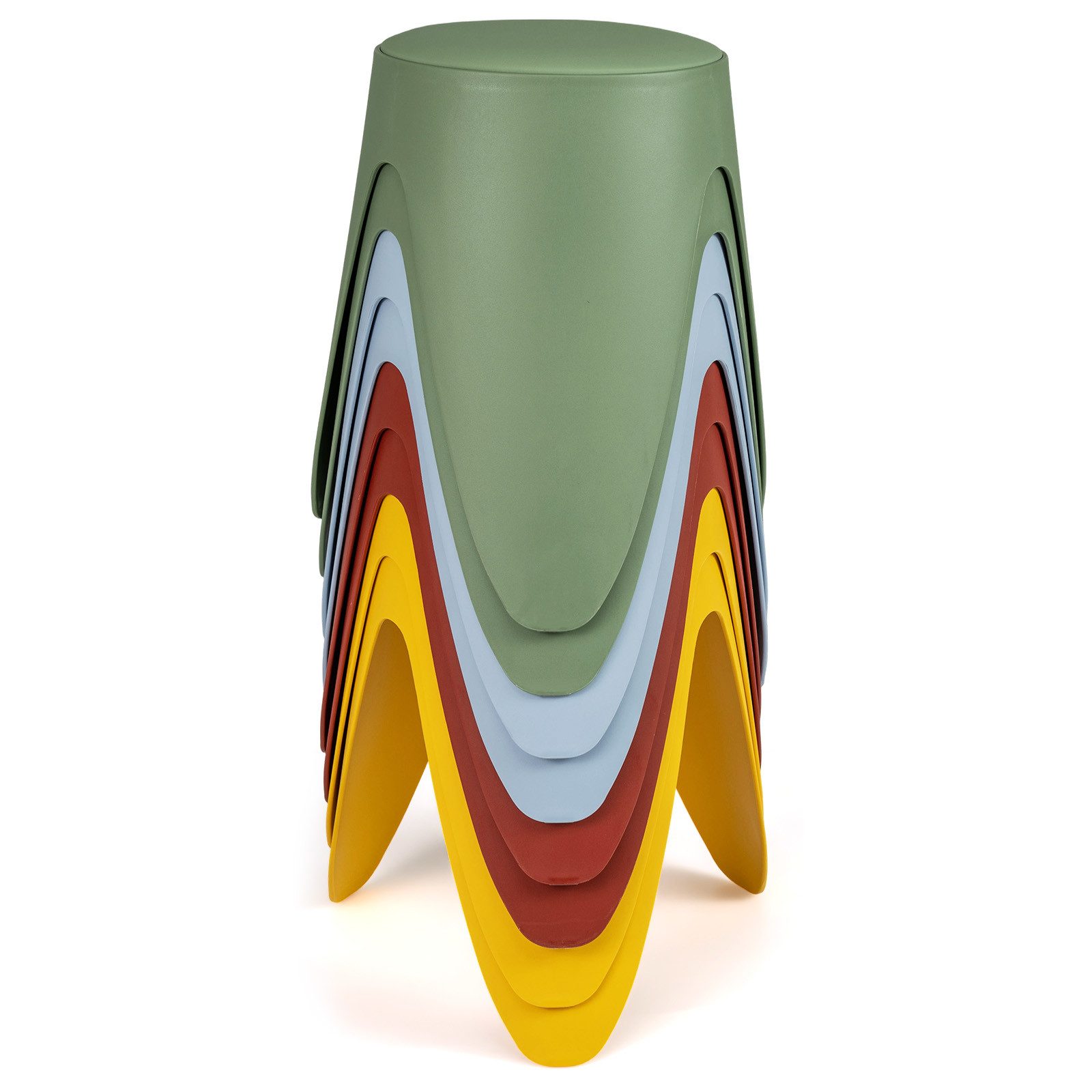 COSTWAY Sitzhocker (8 St), rund mit Sitzkissen, stapelbar, tragbar, 150kg