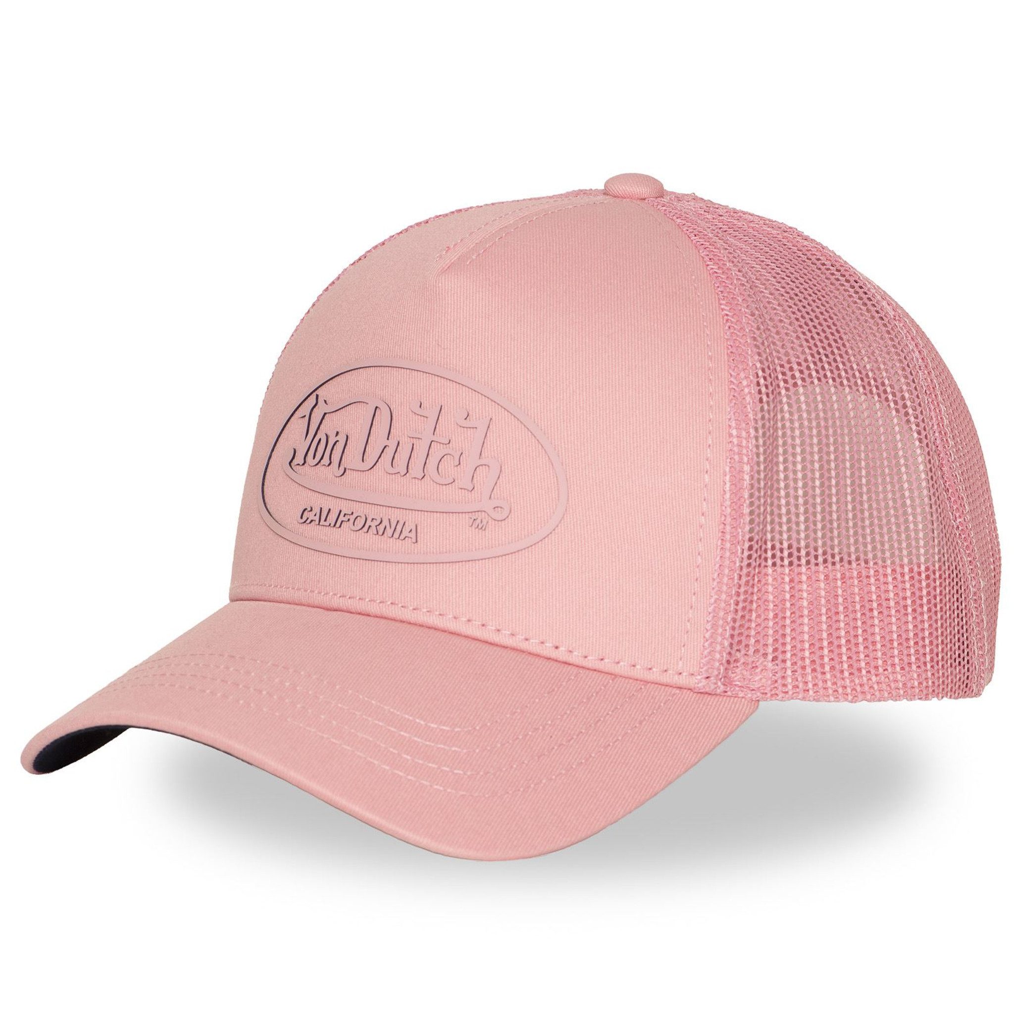 Von Dutch Trucker Cap Von Dutch Originals Trucker Cap - CALIFORNIA Twill Rubber T/T Pink B20 (Basecap, Meshcap, Trucker Kappe)