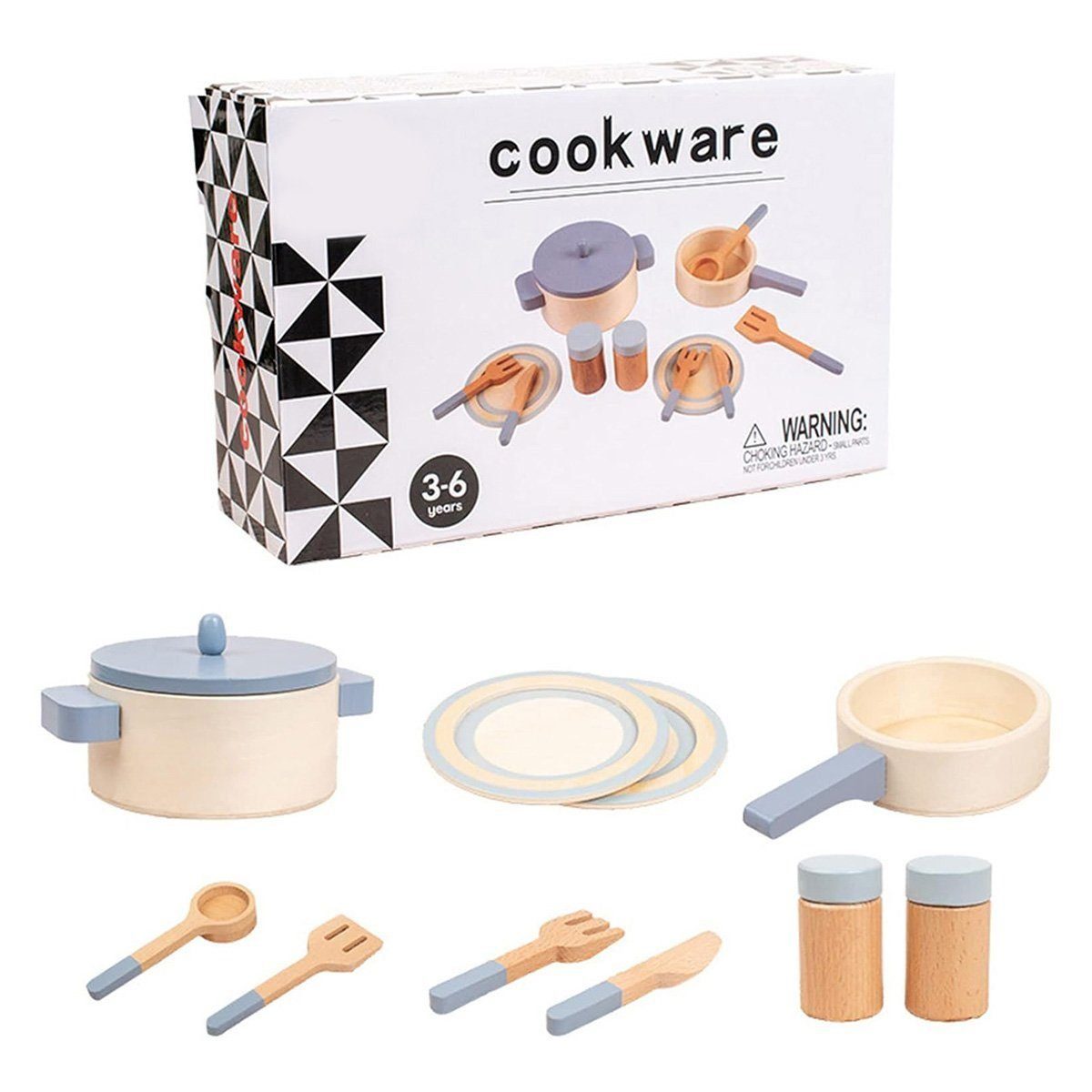 yozhiqu Spielbesteck Wooden Kitchen Toy Set - Montessori Cooking Utensils for Kids, (10-tlg), Zehnteiliges Set, natürliches Holzmaterial, sicher zum Spielen