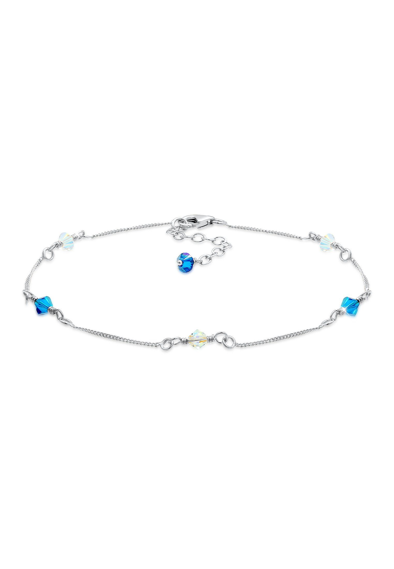 Elli Fußkette Basic Strand Bead Kristalle 925 Silber