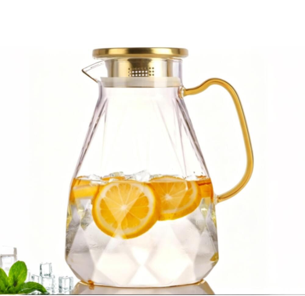 FELIXLEO Karaffe 2.2 Liter 74 Unzen Glaskaraffe Wasserkaraffe mit Deckel Krug