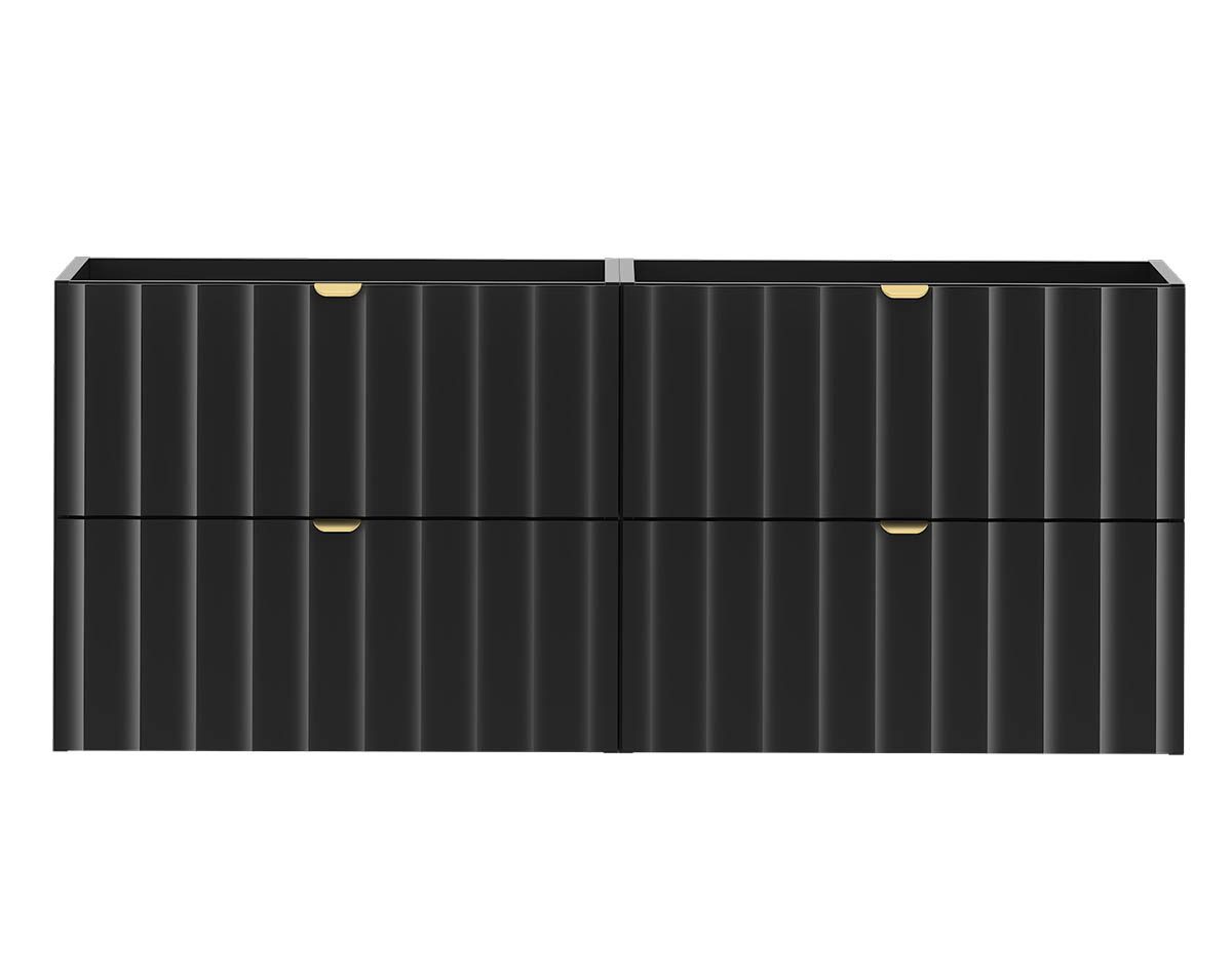 einfachgutemoebel Waschtisch-Set Waschtischunterschrank 120cm RAILIQUE, Matt-Schwarz, (Badmöbel Set, 1-St., Waschtisch Unterschrank)