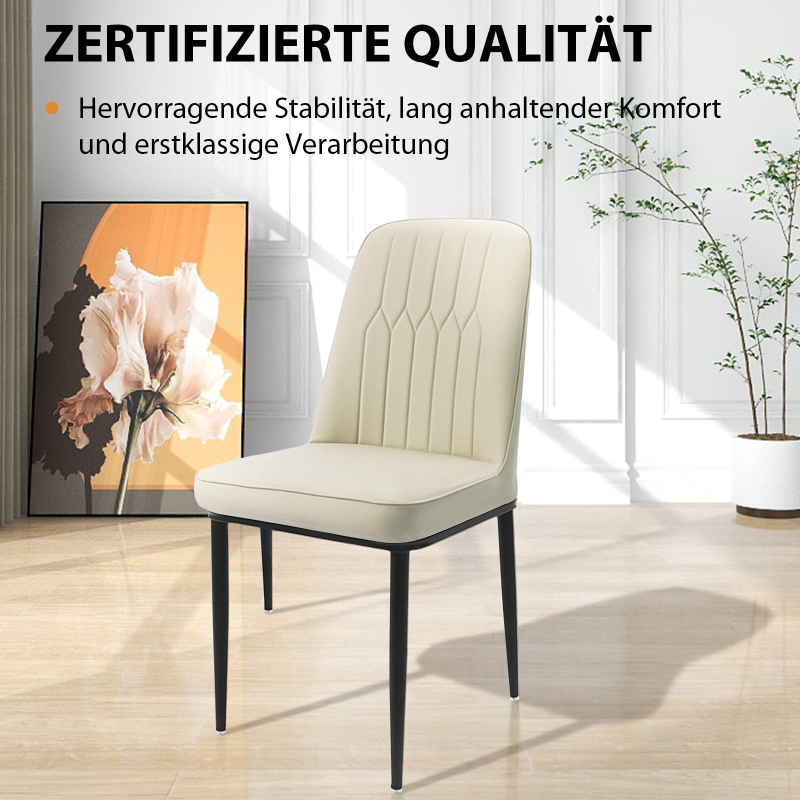 Durrafy Esszimmerstuhl Set 2/4/6 Küchenstuhl Esszimmerstuhl,Polsterstuhl,Wohnzimmerstuhl (2 St), Bis 150 kg belastbar mit rutschfesten Bodenschonern