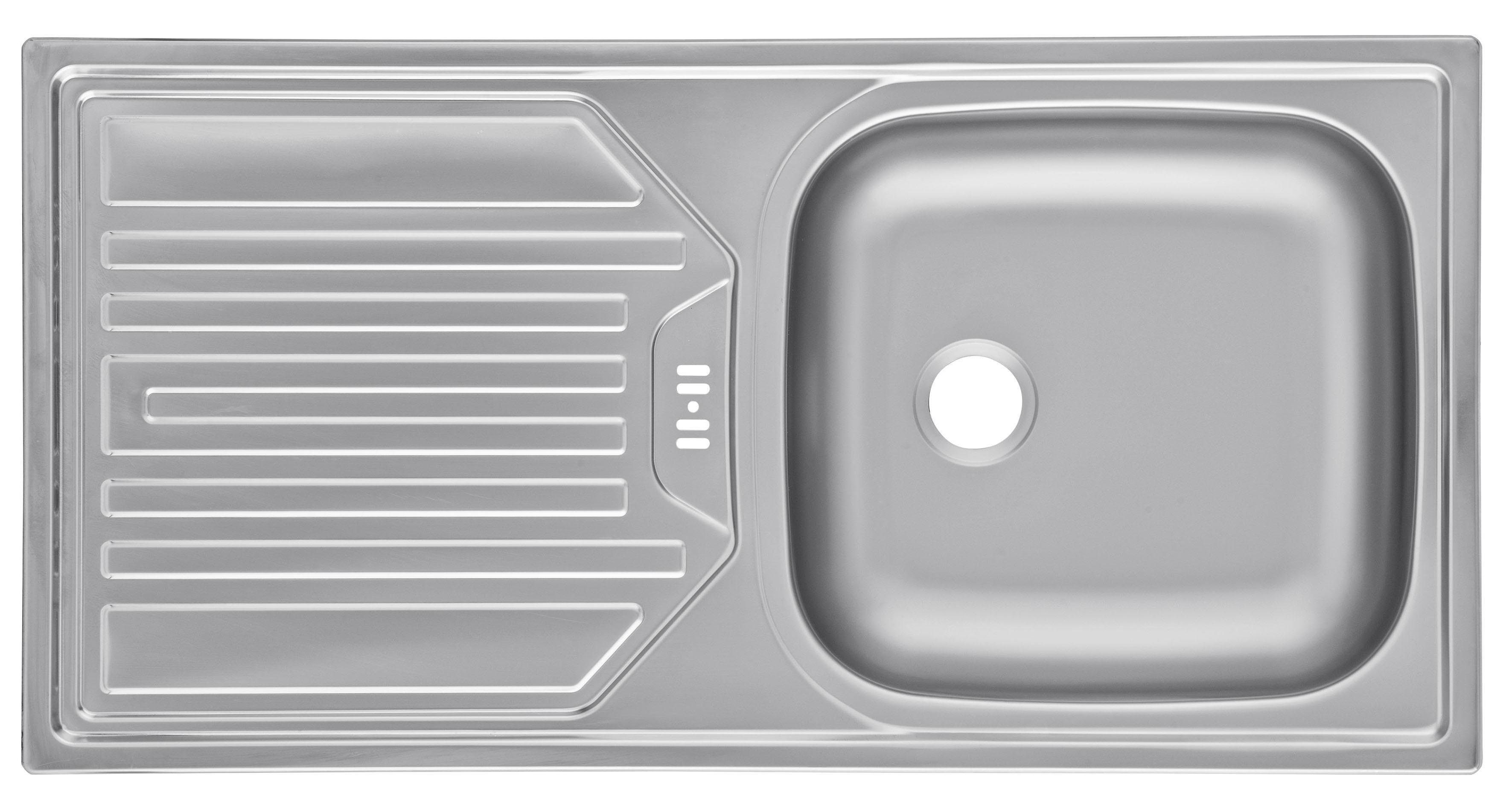 wiho Küchen Spülenschrank Cali 100 | Grau Korpus: Front Playa Betonfarben cm und breit betonfarben, Arbeitsplatte