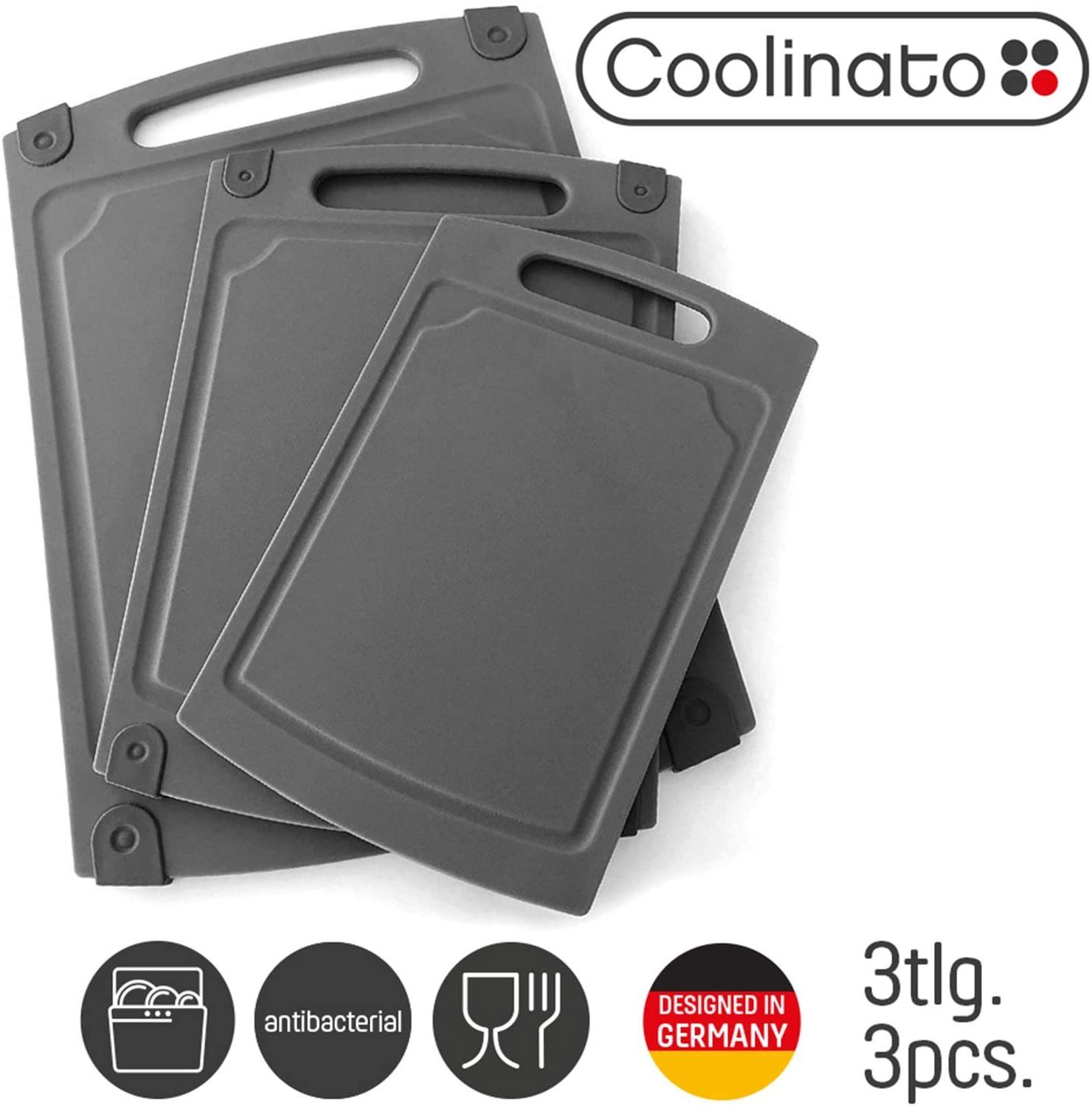 Coolinato Schneidebrett 3tlg Set versch Grössen grau