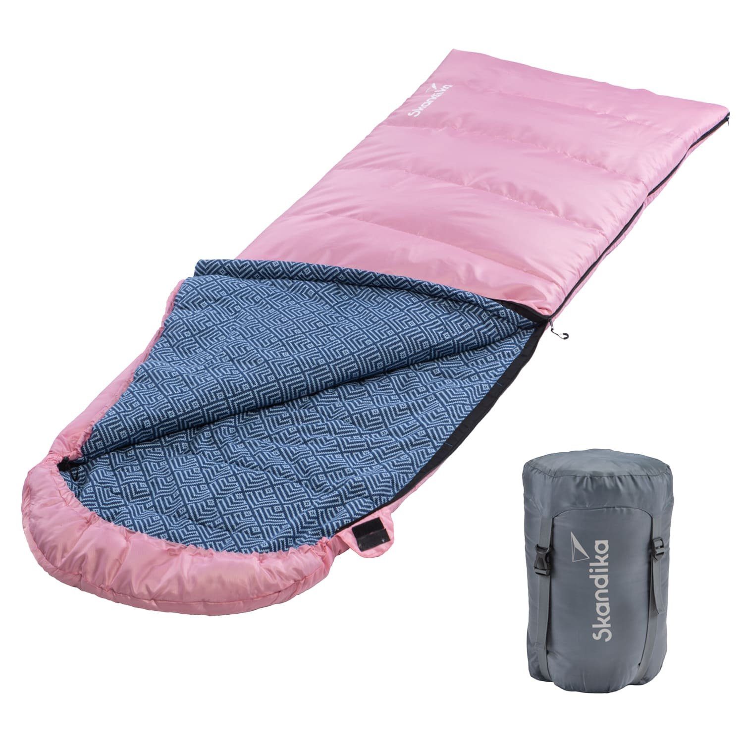 Skandika Deckenschlafsack Dundee Flanell, Baumwolle, koppelbar, cm, 80 3 Camping Outdoor Luxus-Qualität, Jahreszeiten, x Schlafsack 220 -20°C, bis Doppelschlafsack, pink