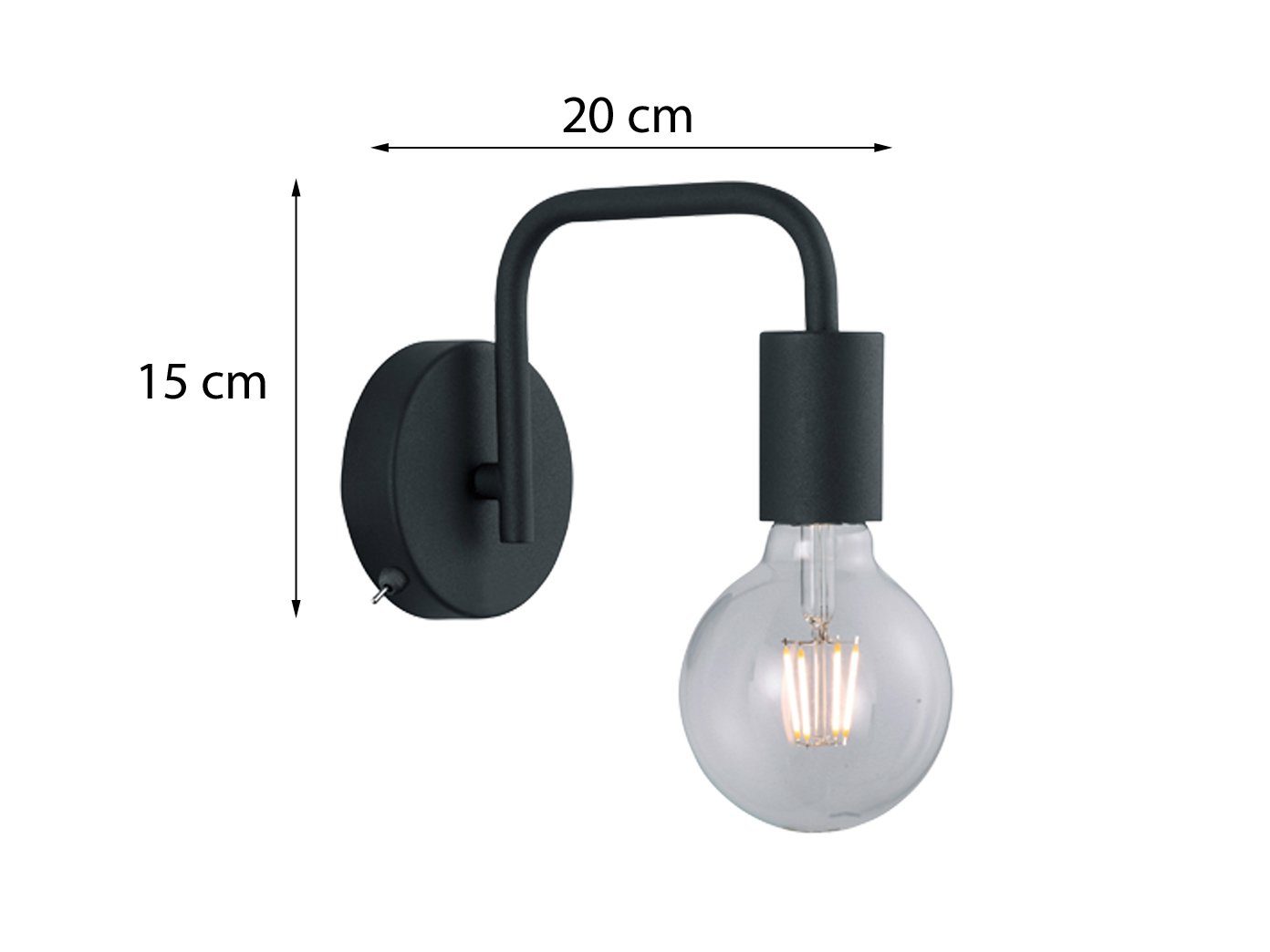 Industrial 15cm Wandleuchte, LED wechselbar, Höhe LED Schwarz klein-e minimalistisch mit meineWunschleuchte innen Schalter