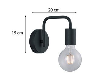 meineWunschleuchte LED Wandleuchte, LED wechselbar, innen klein-e mit Schalter Industrial minimalistisch Schwarz Höhe 15cm