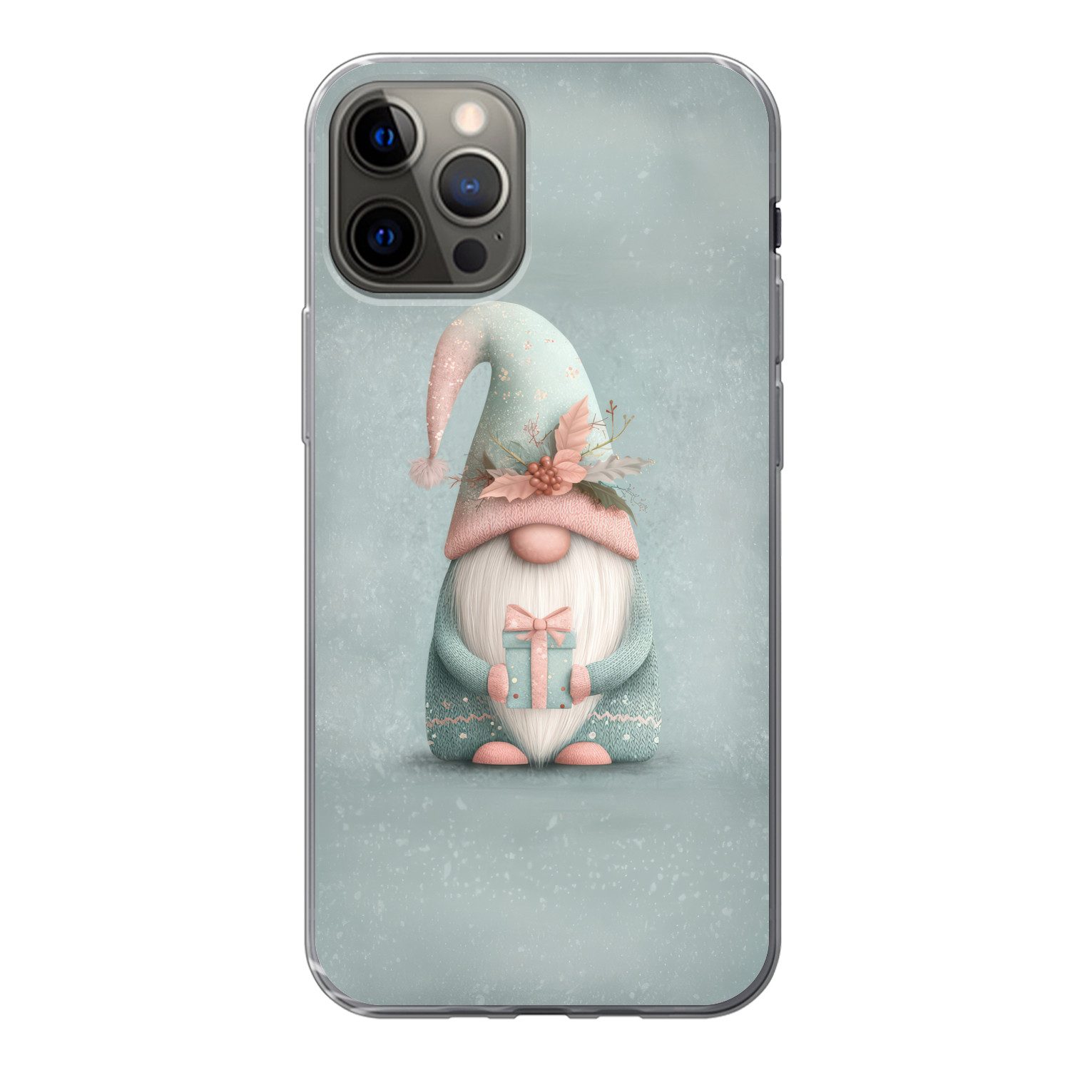 MuchoWow Handyhülle für Apple iPhone 12 Pro Weihnachtszwerg - Geschenk - Grün, Smartphone-Bumper, Print, Handy Schutzhülle Dünn
