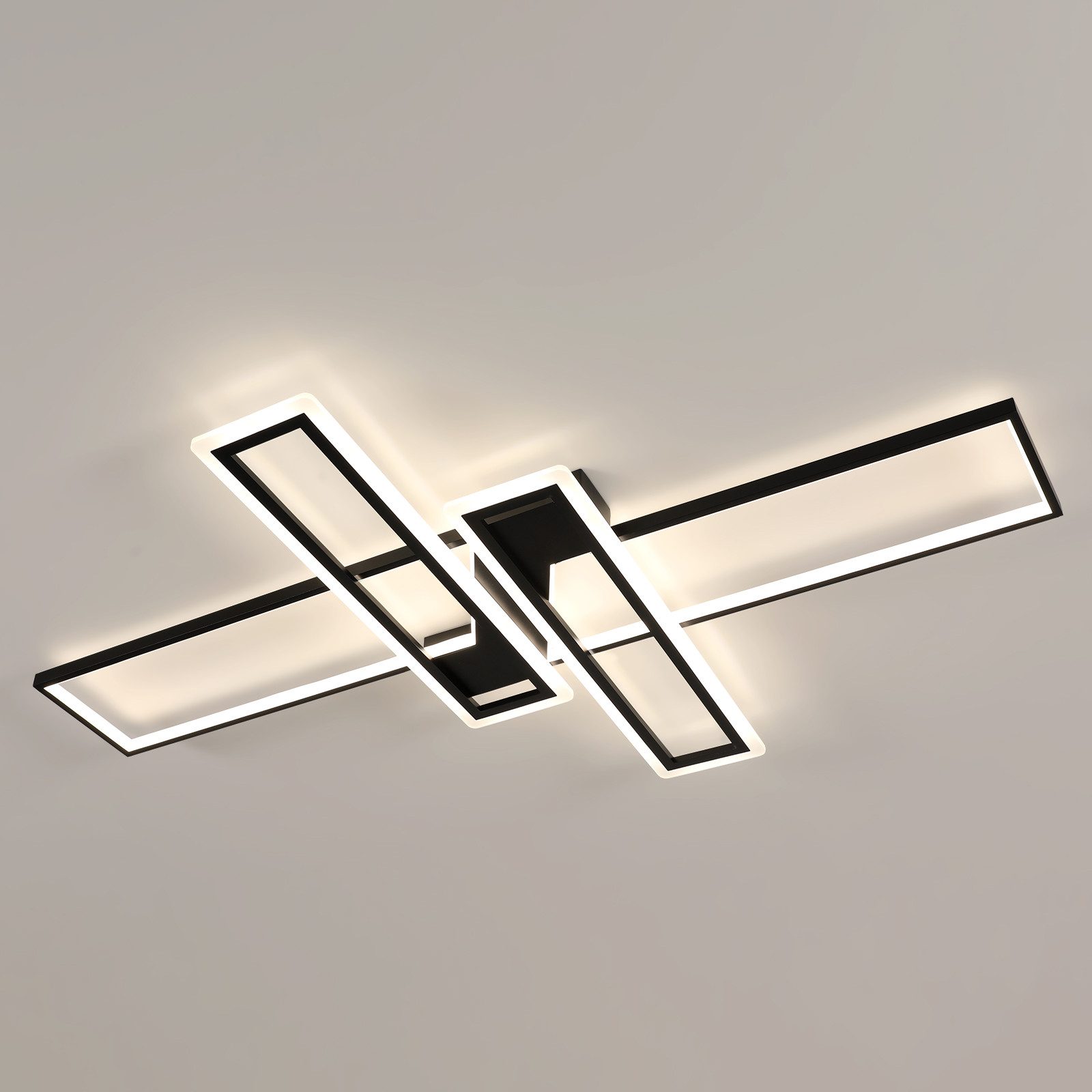 Riserva LED Dekolicht LED Deckenleuchte 84W Schwarz 4500K 120x80cm Modern, LED wechselbar