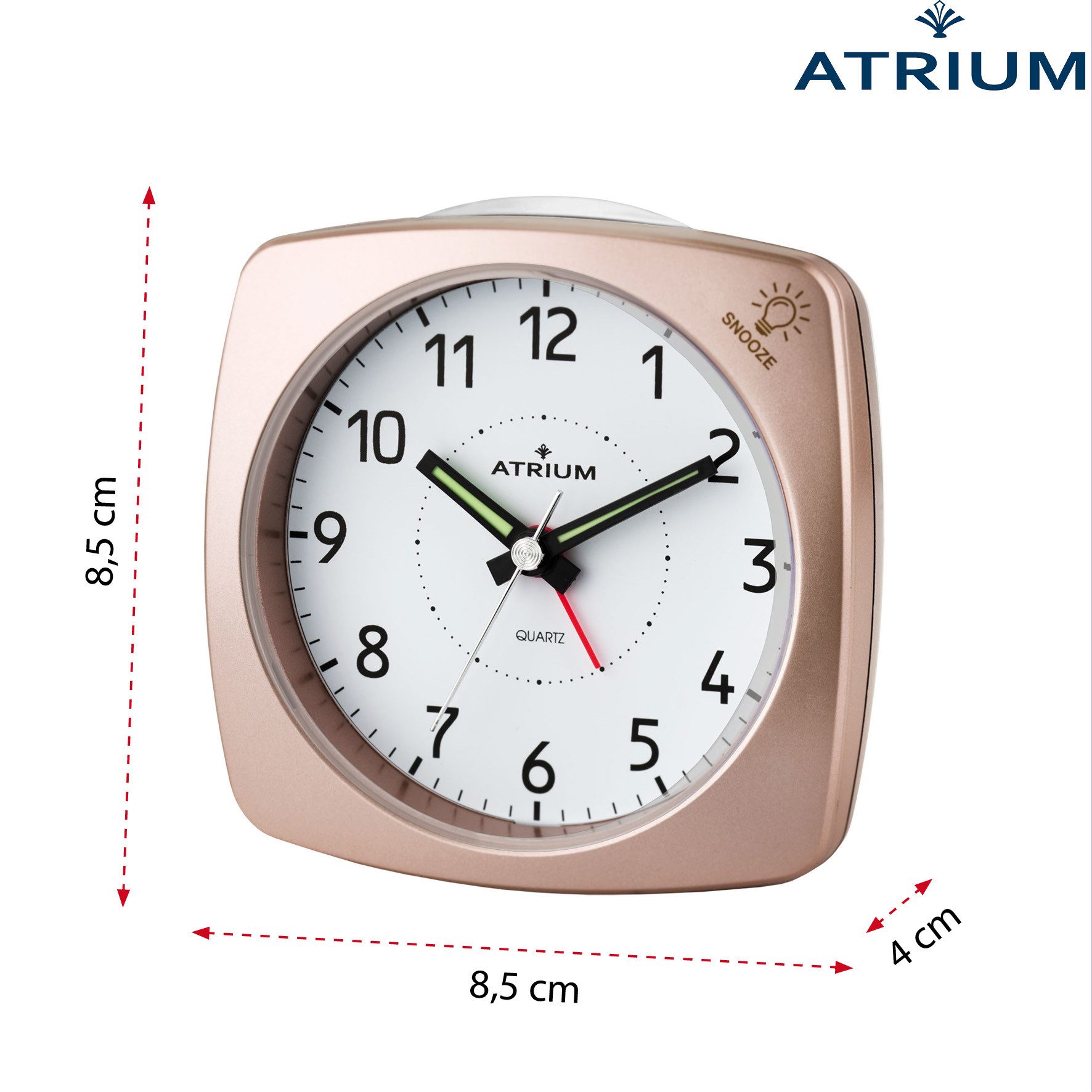Atrium Quarzwecker A251 Analog Quarz ohne Ticken Licht Snooze Klassisch Modern – Bild 4 von 5