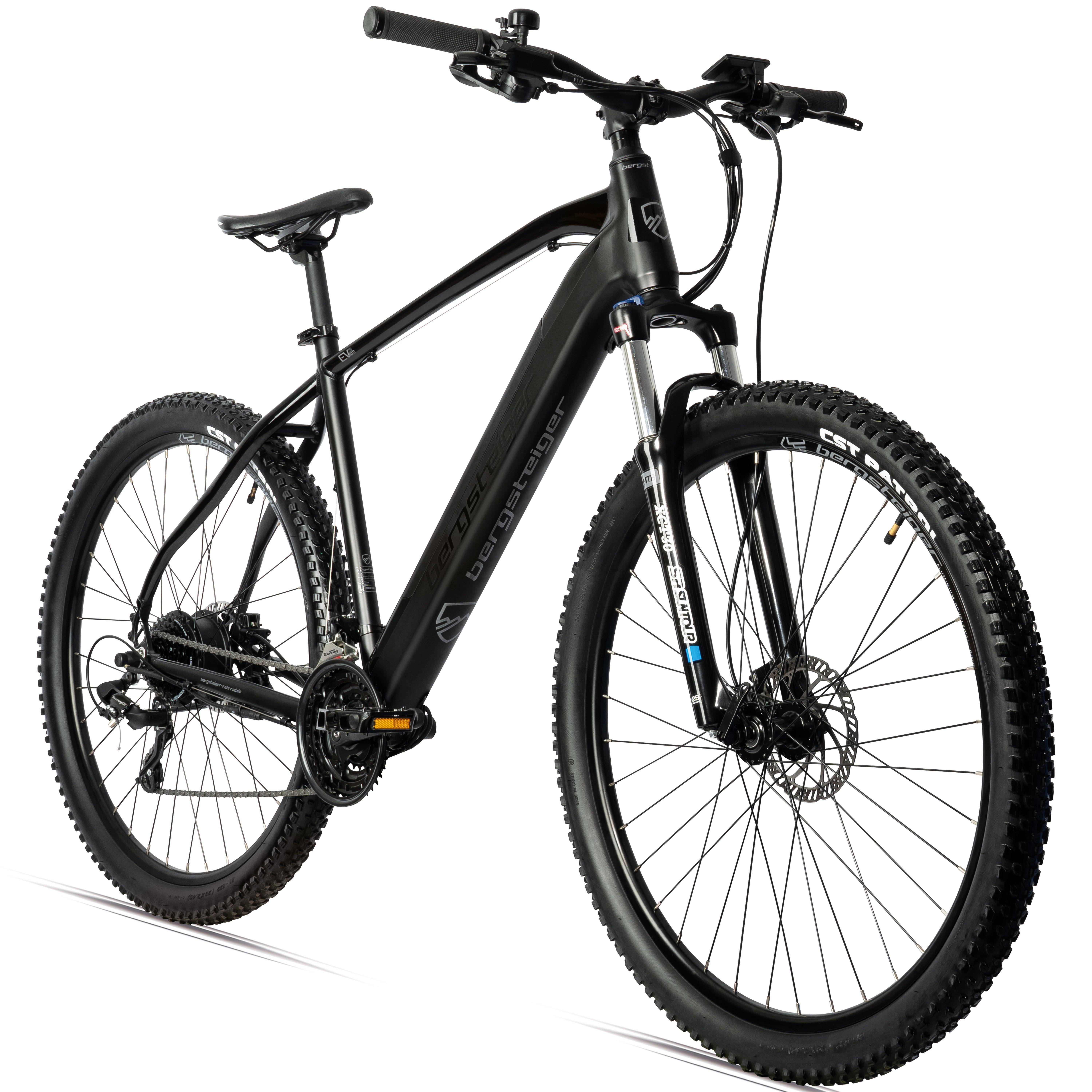 bergsteiger E-Bike Mountainbike Cannock mit 250 Watt Motor, 36V 10.4Ah & 12Ah Akku, Damen, Herren, 24 Gang, Kettenschaltung, Heckmotor, Hydraulikbremsen