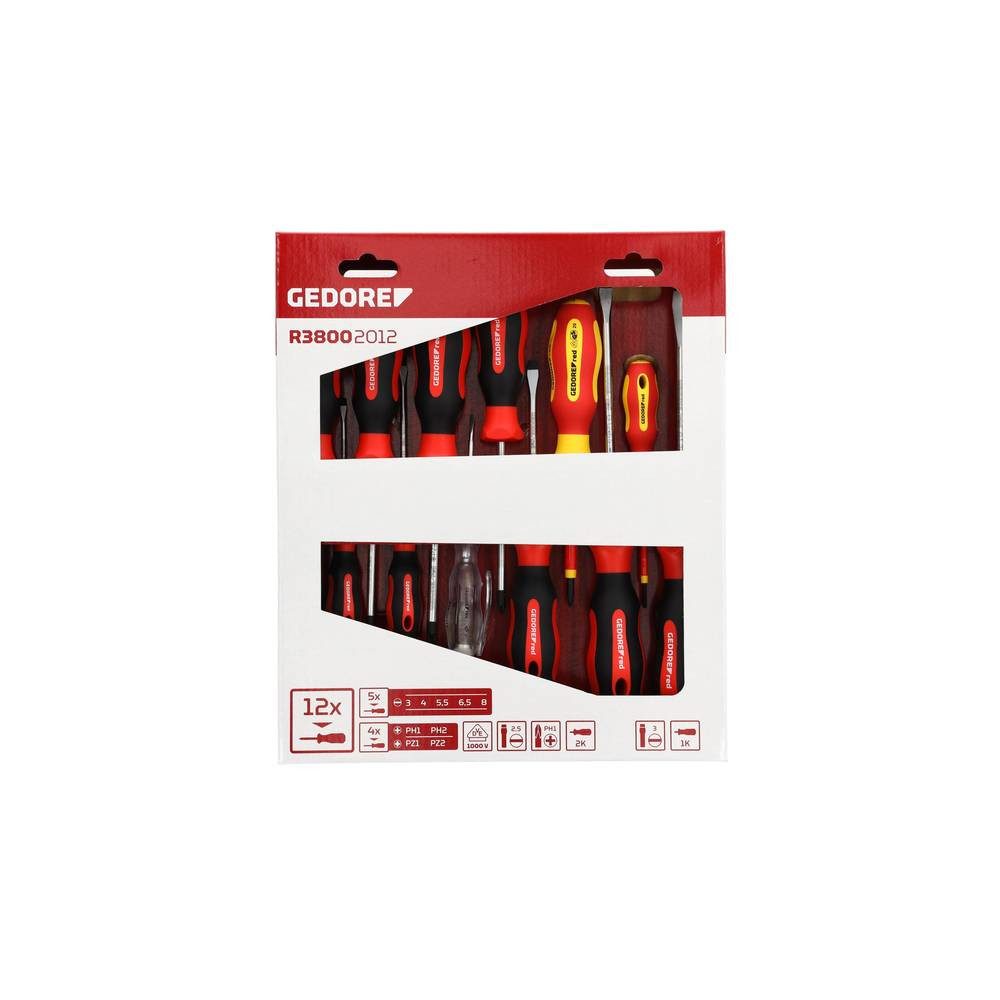 Gedore Red Schraubendreher Schraubendrehersatz PH+PZ+LS 2K 12-teilig 3301273