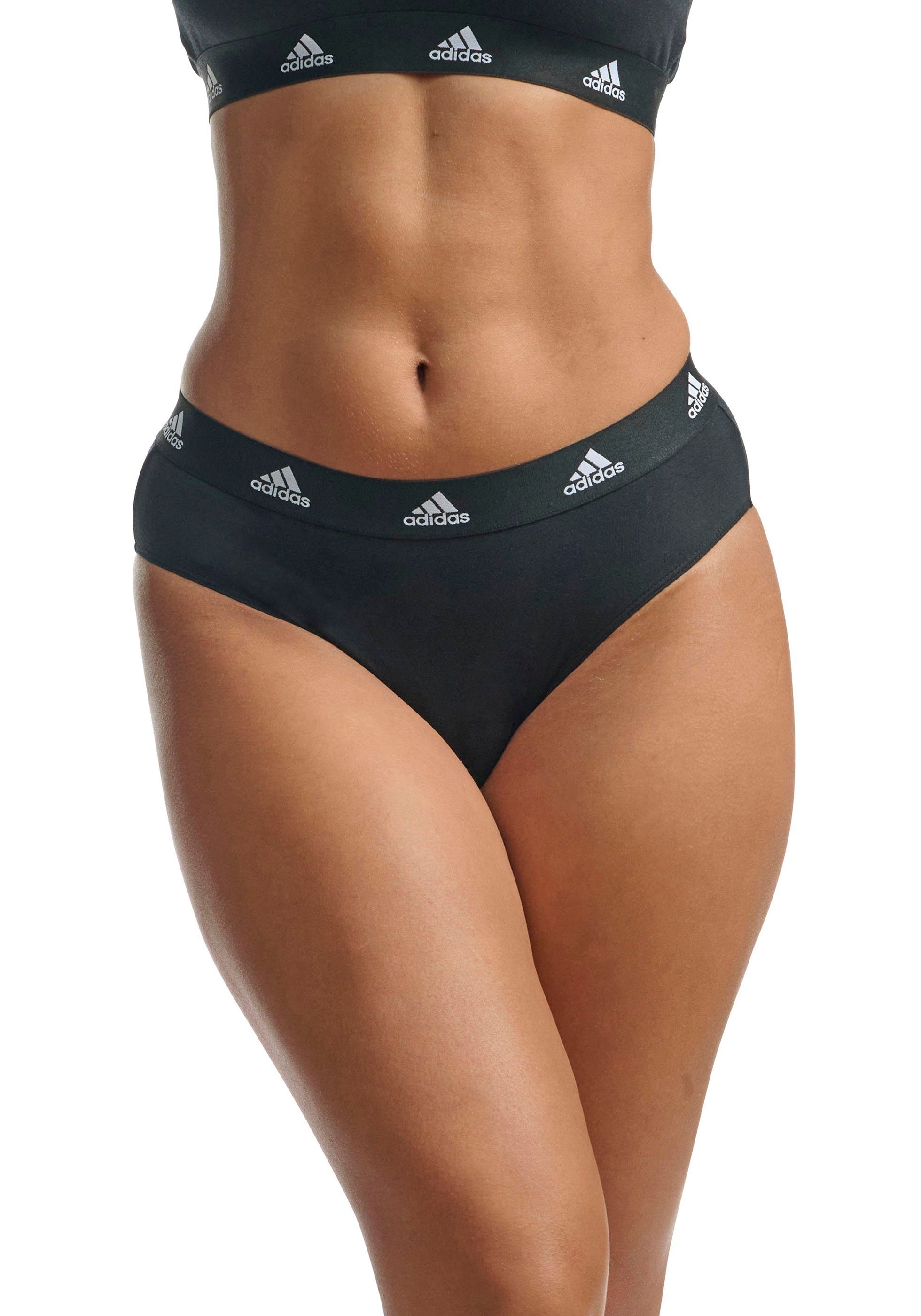 adidas Sportswear Bikinislip (3er-Pack) Slip mit elastischem Logoband schwarz