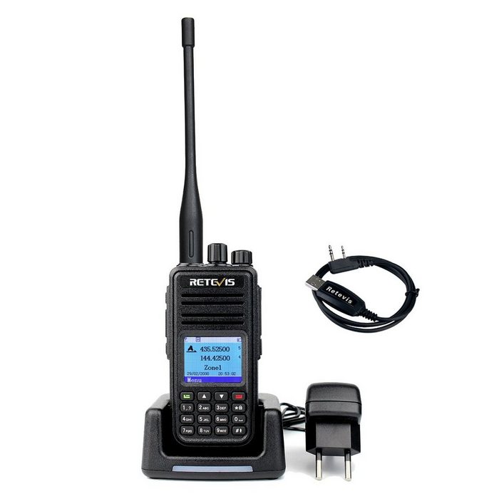 Retevis Funkgerät RT3S DMR Funkgeräte GPS Dualband Amateurfunk (Amateurfunk 3000 Kanäle DTMF Aufnahmefunktion Kompatibel mit MOTOTRBO Tier) Programmierkabel für Amateurfunk