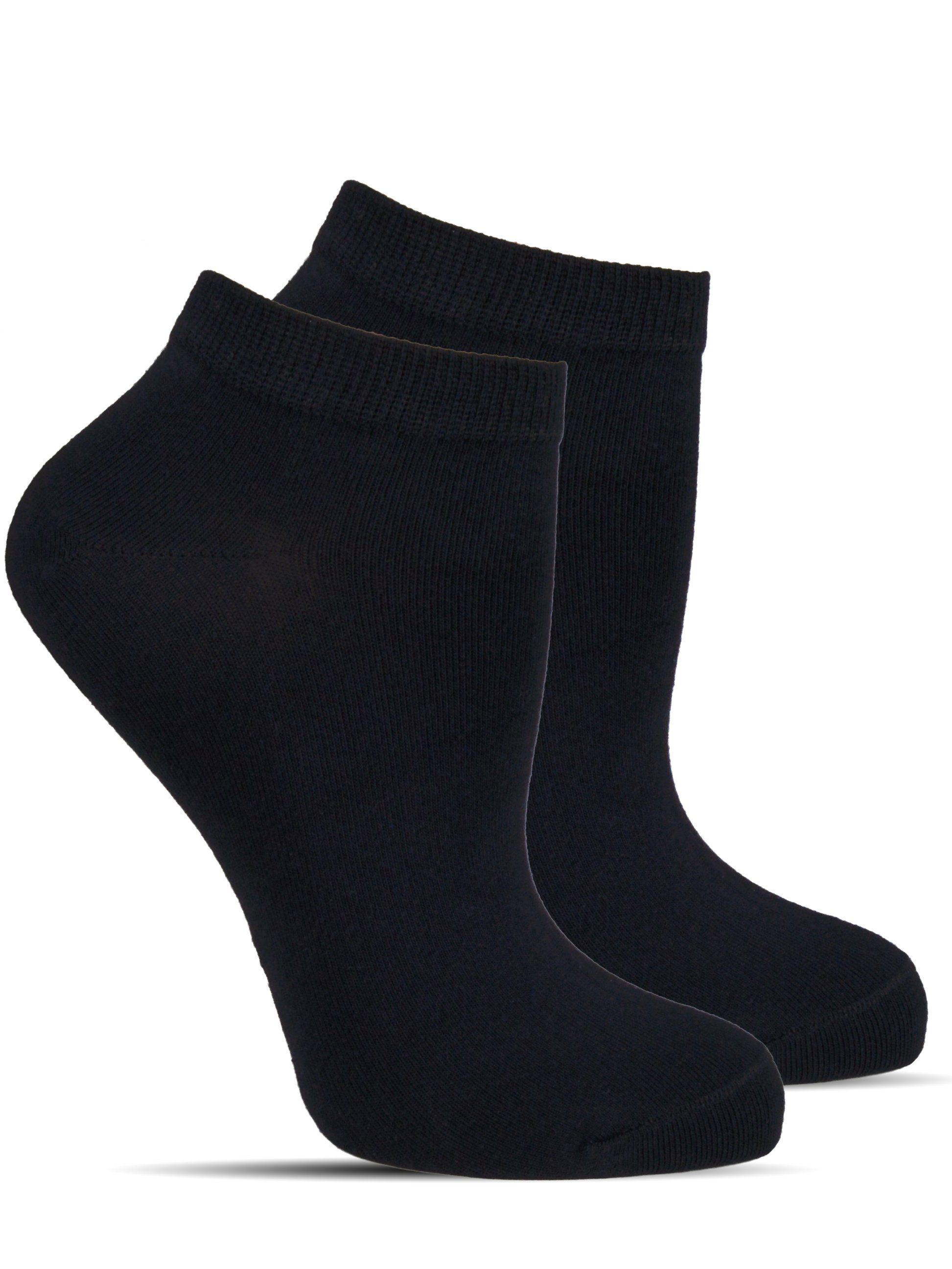 portofrei 12 Paar Damen Sneaker Socken schwarz 80% Baumwolle mit  5% Elasthan 