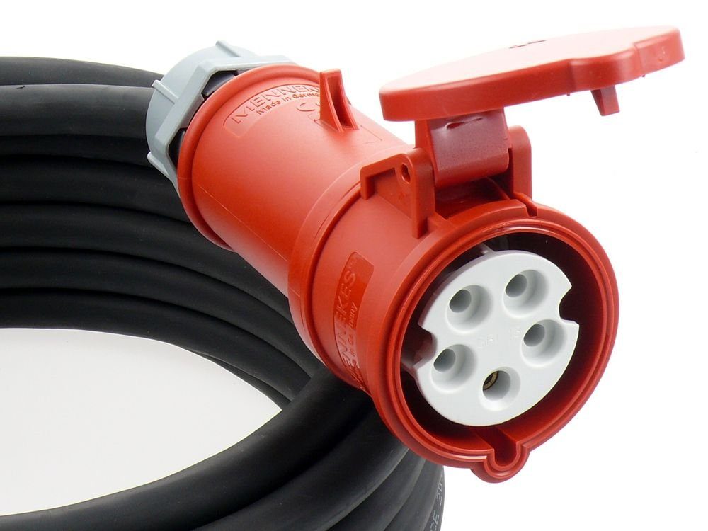 maxgo® CEE Mennekes Verlängerungskabel 32A 400V H07RN-F 5x6 IP44 außen 50m Elektro-Kabel, (5000 cm)
