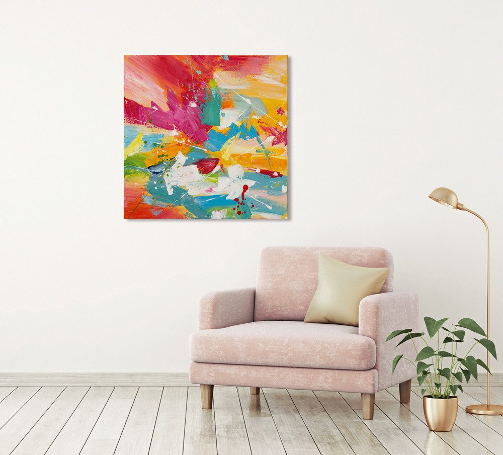 ArtUniverse Gemälde Buntes Farbspektakel 60 x 60 cm, Abstrakt