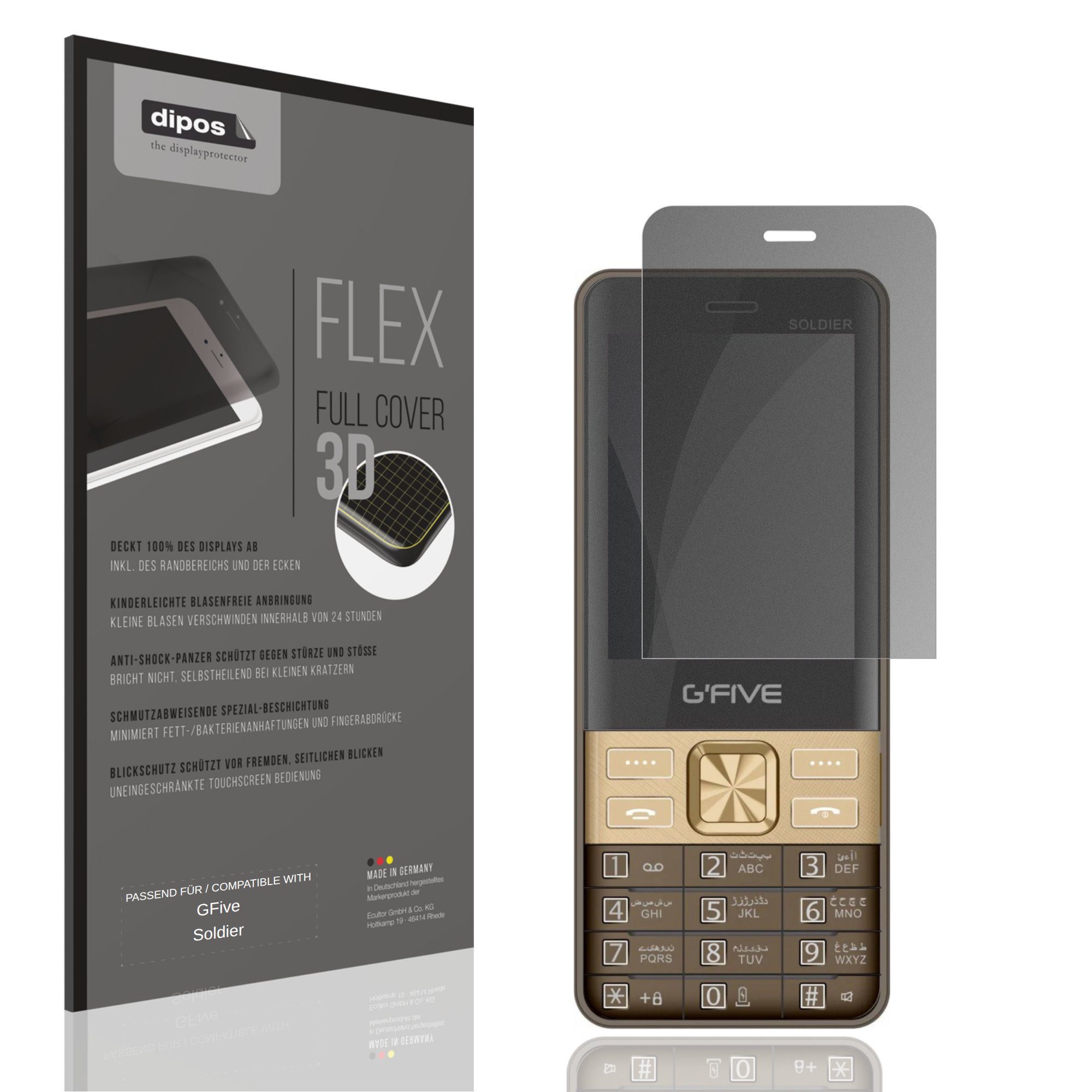 dipos Displayschutzfolie Schutzfolie für GFive Soldier, 1 Stück, Displayschutz Schutz Folie Made in Germany