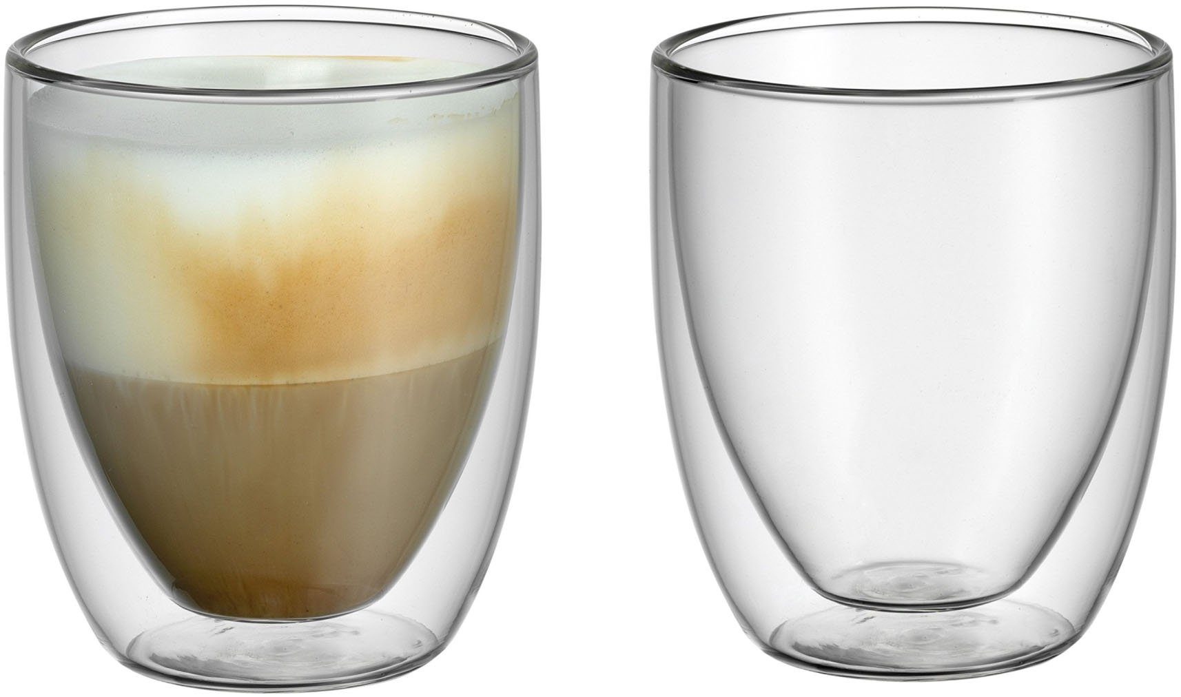 WMF Gläser-Set Kult Coffee, doppelwandige Thermogläser, 2-tlg., Glas, hält die perfekte Trinktemperatur, kondensationsfrei. Reduzierter Preis € 14,95. Unverbindliche Preisempfehlung € 17,99