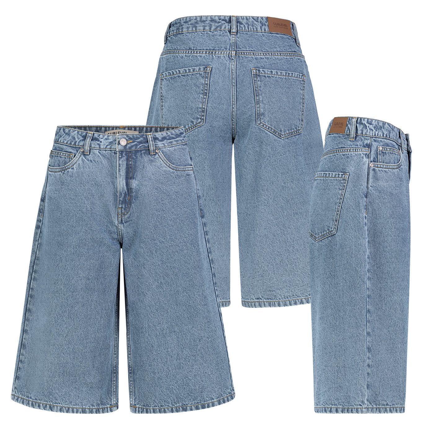 SUBLEVEL Bermudas Damen Jeans Shorts Bermuda Kurze Hose Short Denim Baggy 5-Pocket-Style