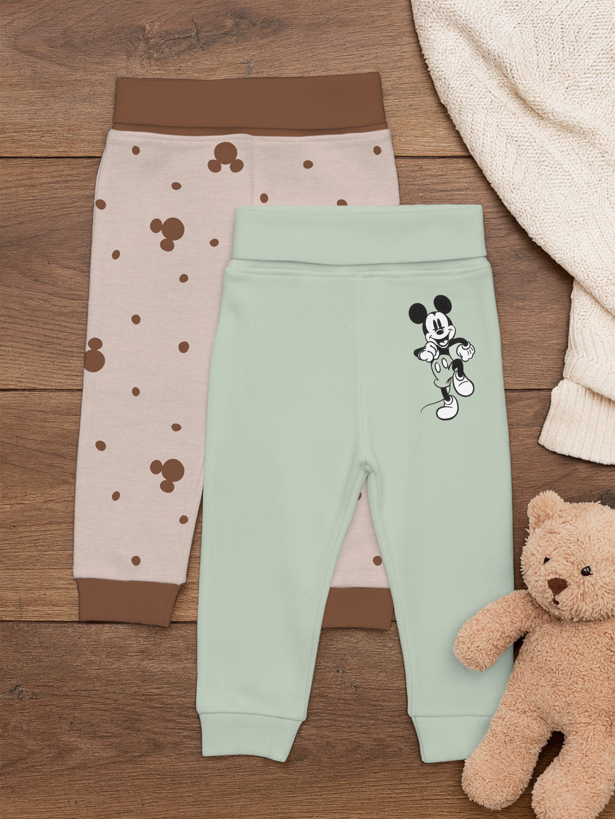 United Labels® Stoffhose Disney Mickey Mouse Baby Hose Babyhose Babykleidung (2er Pack)