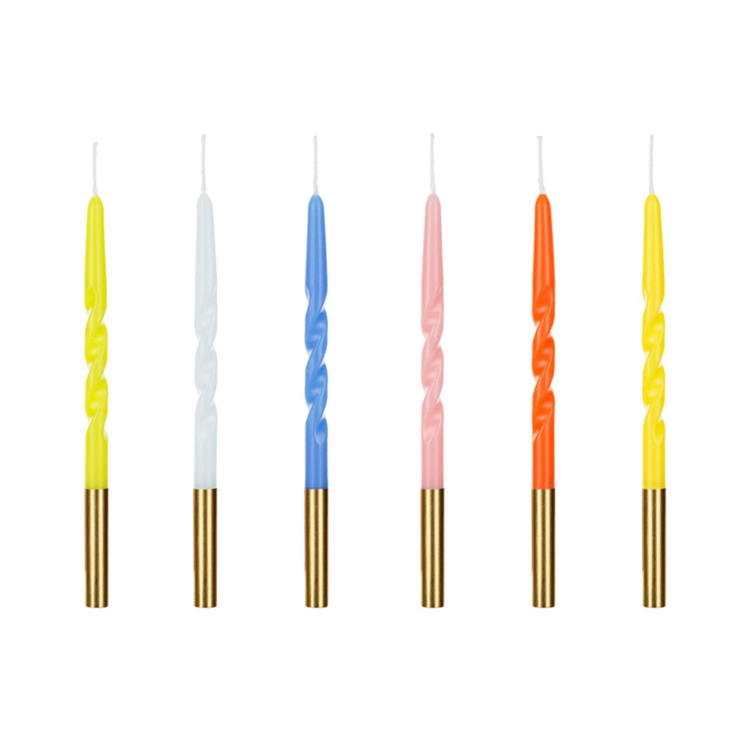 partydeco Geburtstagskerze Gedrehte Geburtstagskerzen 14 cm, 6 Stk. Bunt
