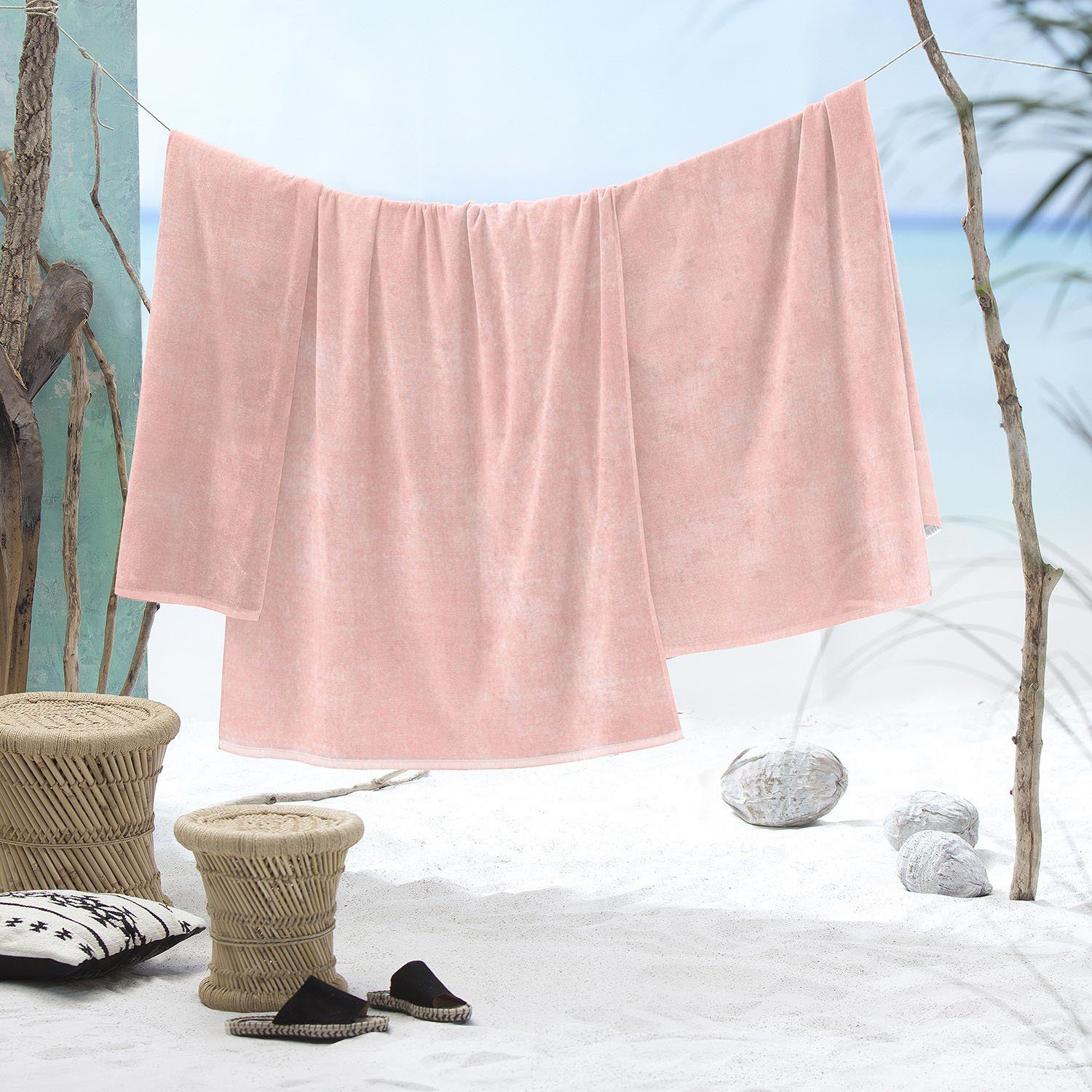 unifarben Dune, Strandtuch gestreift oder wahlweise (1-St), pink Cinderella Jacquard-Velours