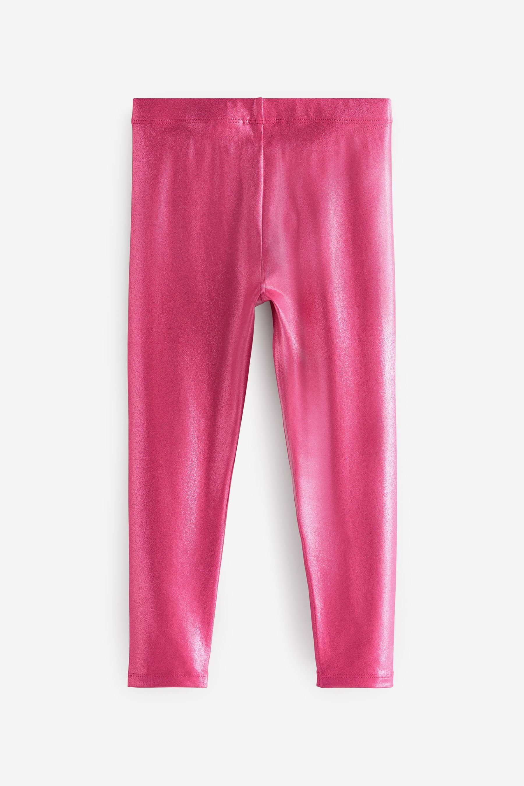 Next Shine Leggings Glänzend Pink High Metallic Leggings (1-tlg) beschichtete