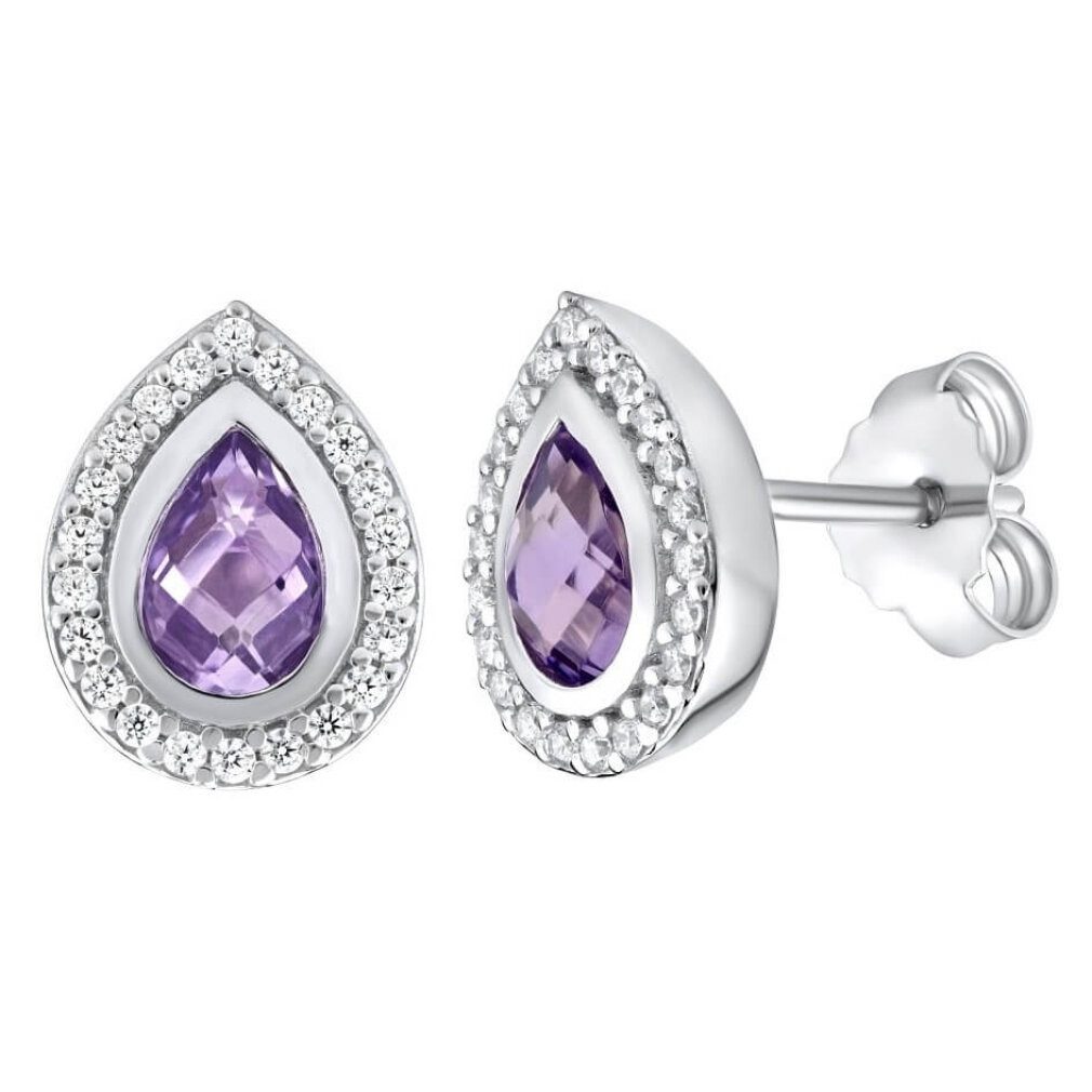 Ohrring-Set Luxury drop earrings with natural amethyst FWE9395AM