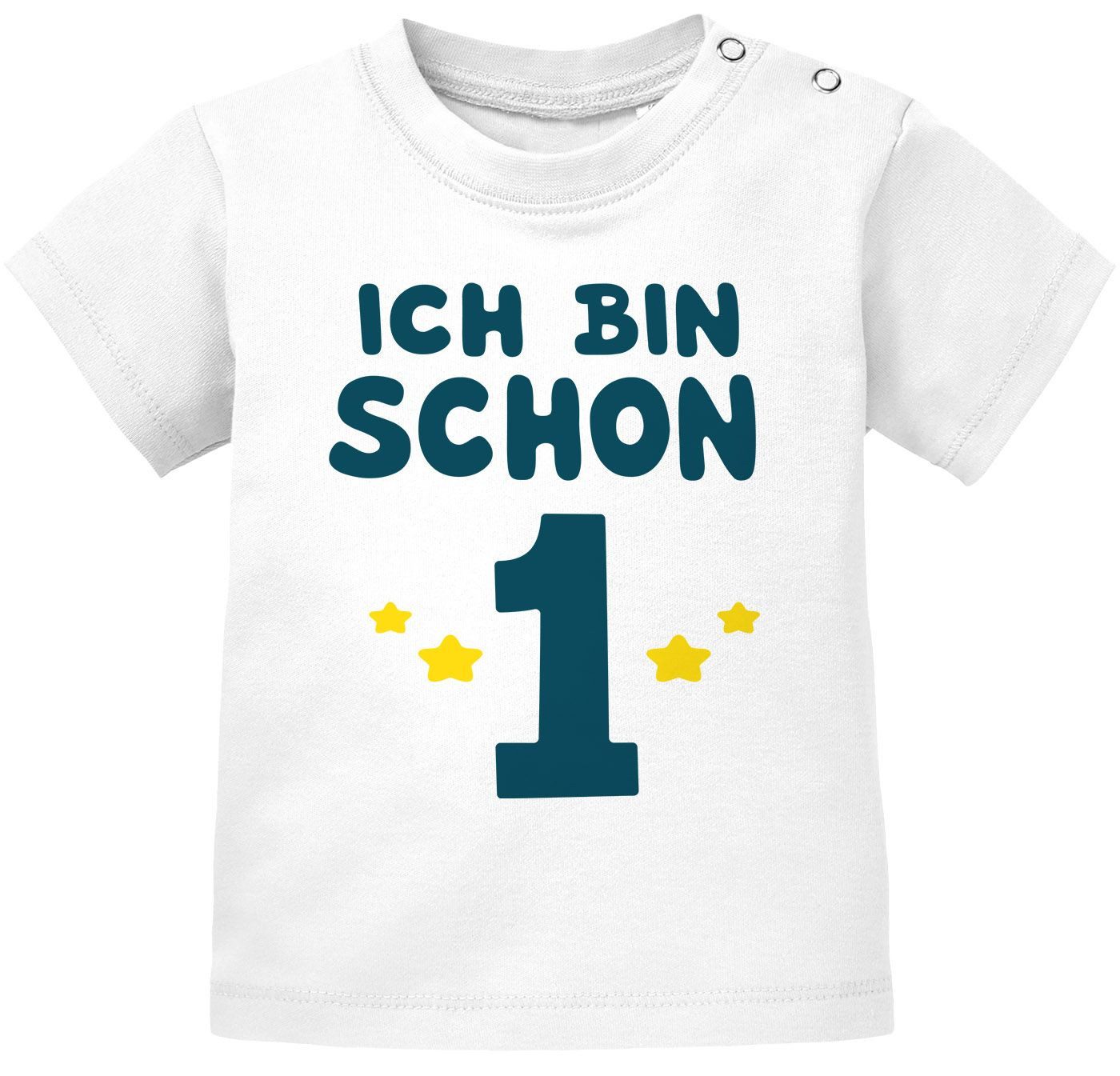 Print-Shirt Baby T-Shirt kurzarm Babyshirt Geburtstag Ich bin schon 1 Jahr Eins