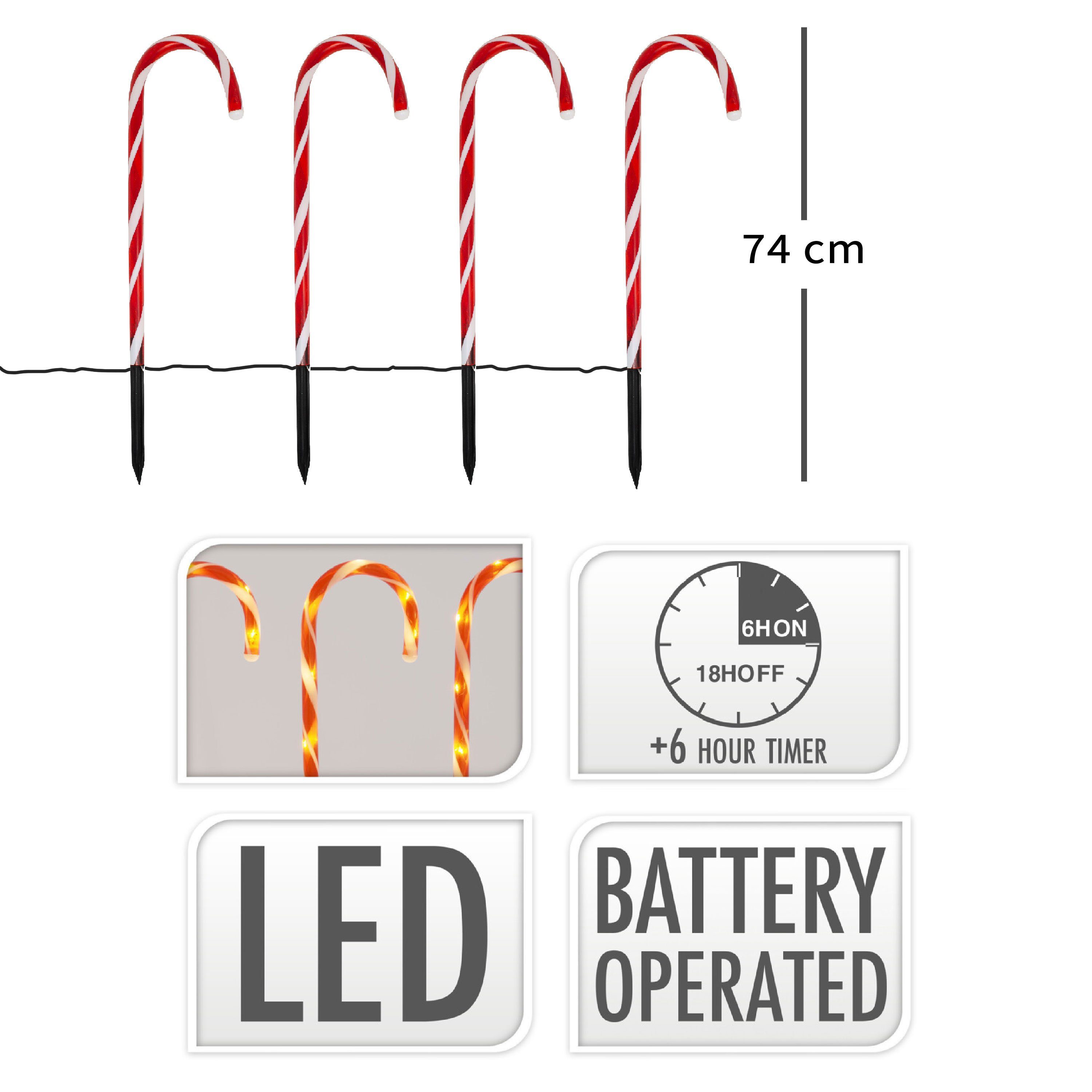 ToCi LED-Lichterkette Gartenstecker LED Zuckerstangen Weihnachts günstig online kaufen