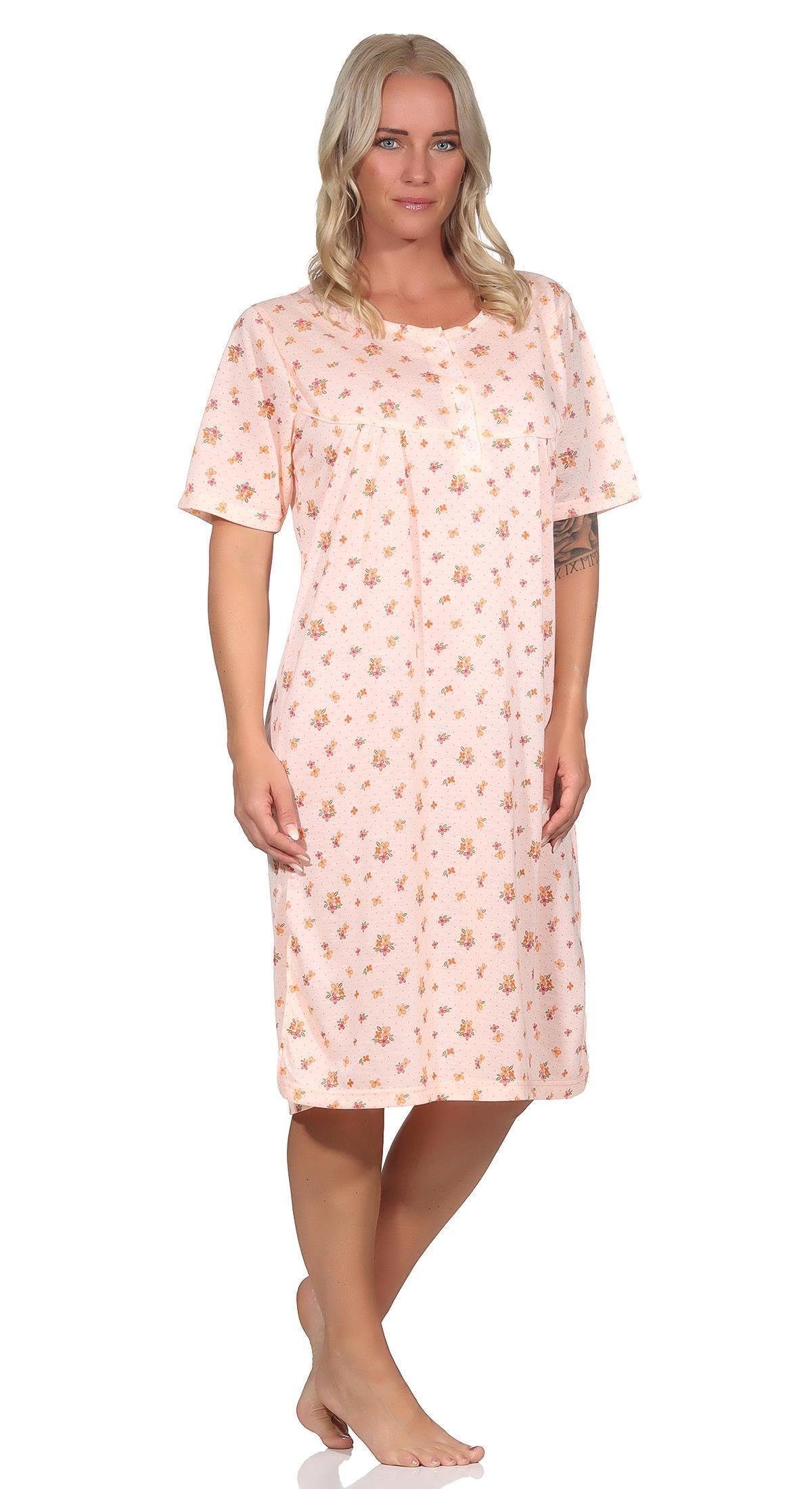 EloModa (1-tlg) Nachthemd Schlafshirt Nachtwäsche, 42 44 38 Gr. Damen 40 Aprikose Nachthemd