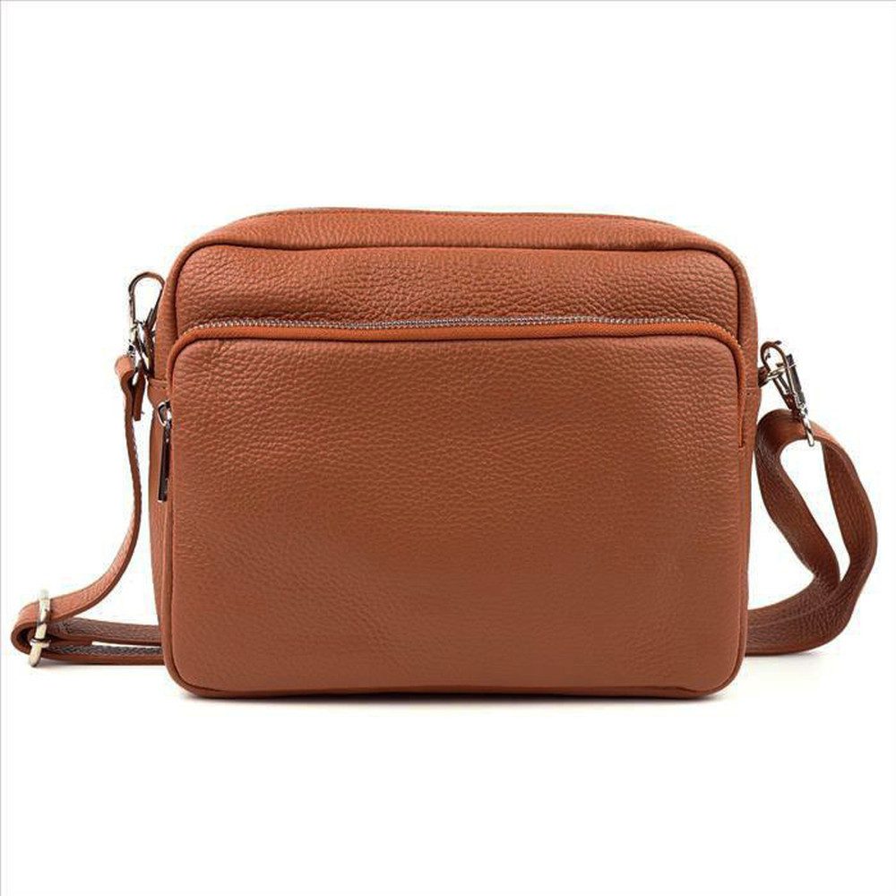 W&H Fashion Umhängetasche echt Leder für Damen mit 2 Reißverschlussfächern in vielen Farben, echt Leder