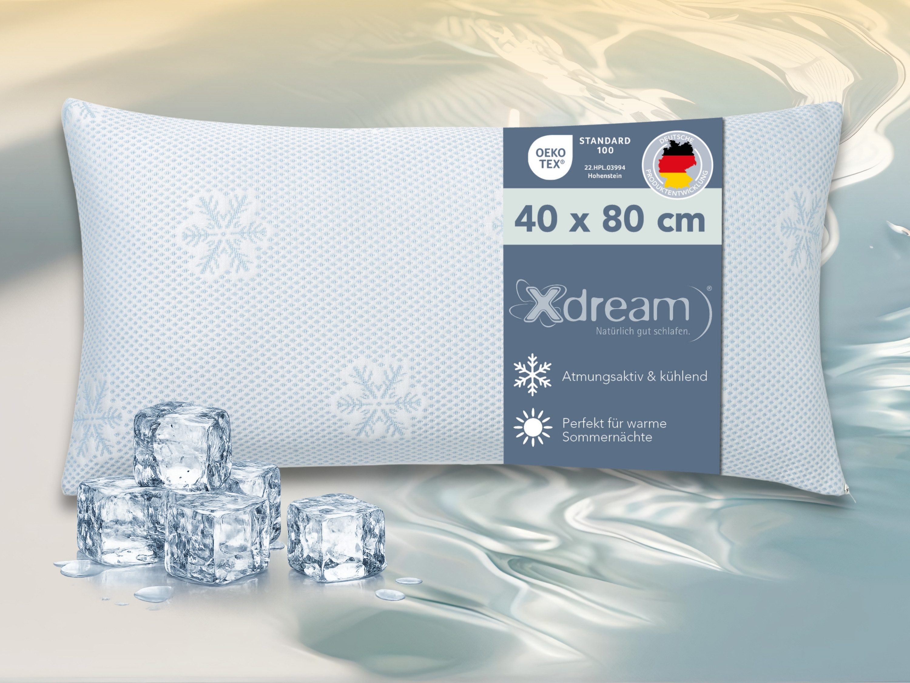 XDREAM Kopfkissen kühlendes Kissen, Füllung: Schaumstoffstäbchen, Bezug: Doppeltuchbezug mit kühlender Seite, Bauchschläfer, Seitenschläfer, Rückenschläfer, mit kühlendem Effekt, Memoy-Foam