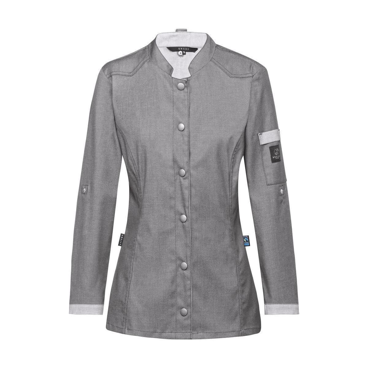 Kochjacke Greiff GASTRO-MODA Cuisine Damen Kochjacke Bikerstyle Regular Grau