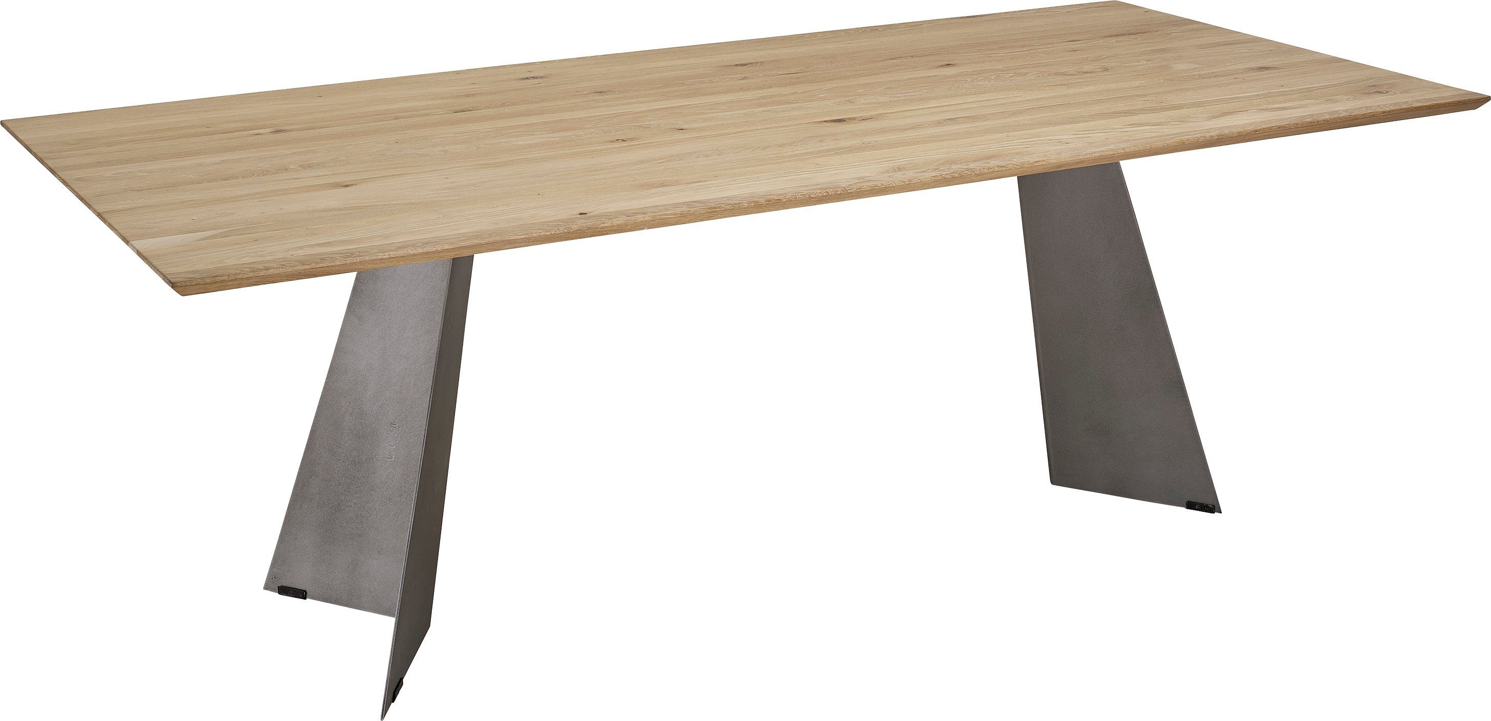K+W Komfort & Wohnen Esstisch 5252, Wildeiche natur oder bianco, Untergestell in Metall, 3 Breiten wählbar